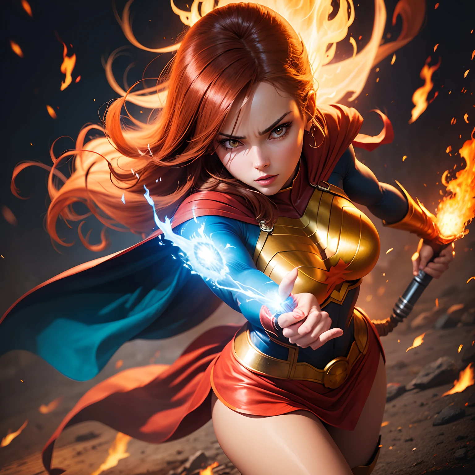 Super Heroine with Fire Powers