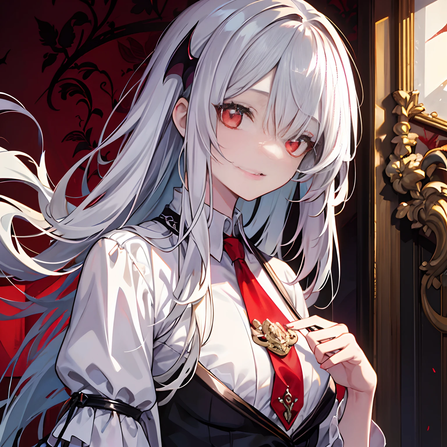 8k, Best Quality, Masterpiece, vampire, man, glowing red eyes, detailed eyes, wallpaper,