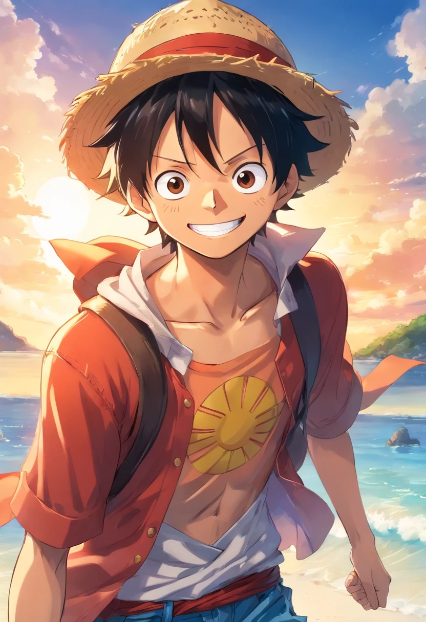 Monkey D Luffy smiling manga style