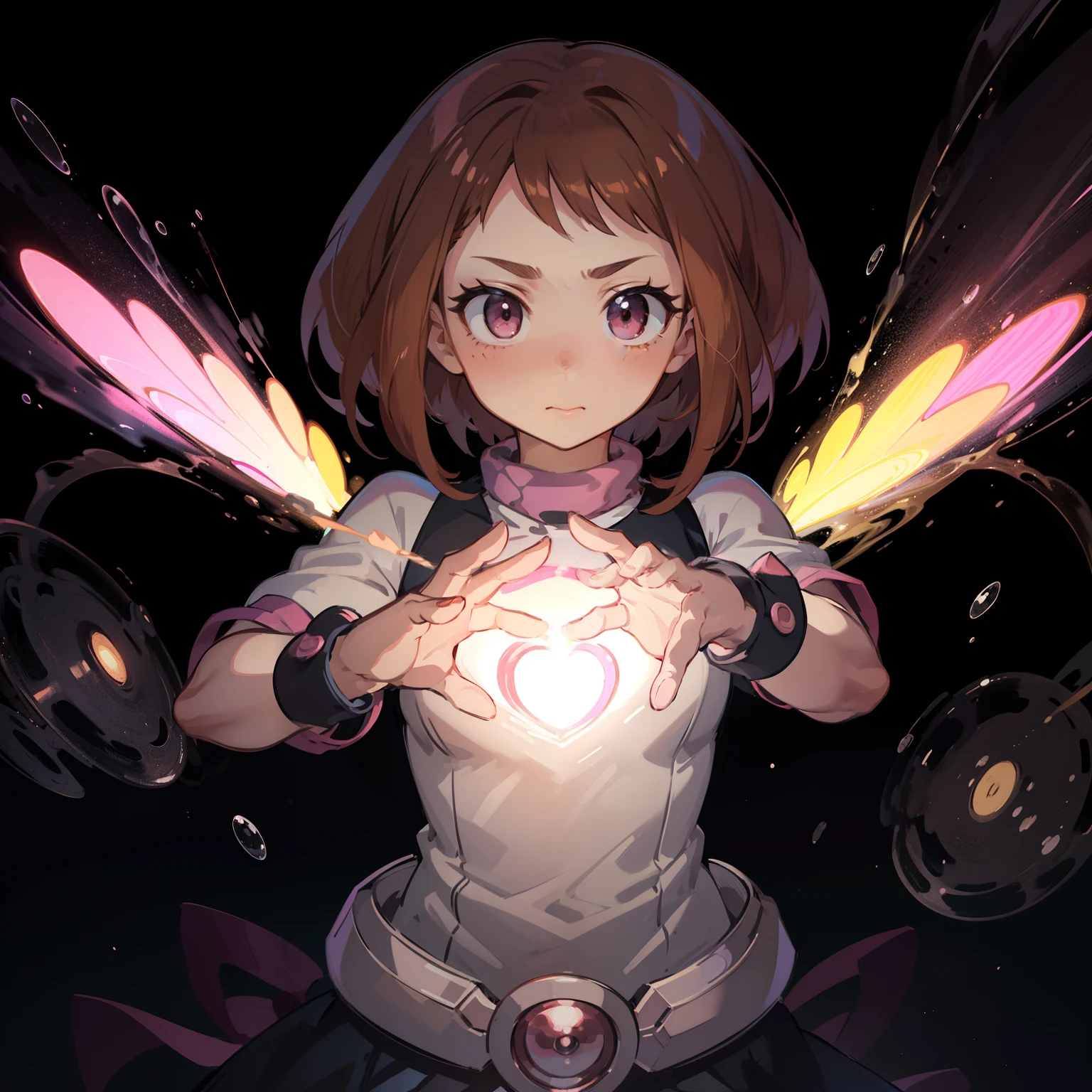 ((uraraka Ochako)), obra prima, random pose, radom background, Arte minimalista, detalhado, arte minuciosa, sem defeitos, foco no personagem, detailed cenary, corpo proporcionando, rosto bonito, corpo bonito, desenho animado, arte anime, arte perfeito, perfeccionismo, (1girl), (solo), (((max quality))), (mulher adulta),