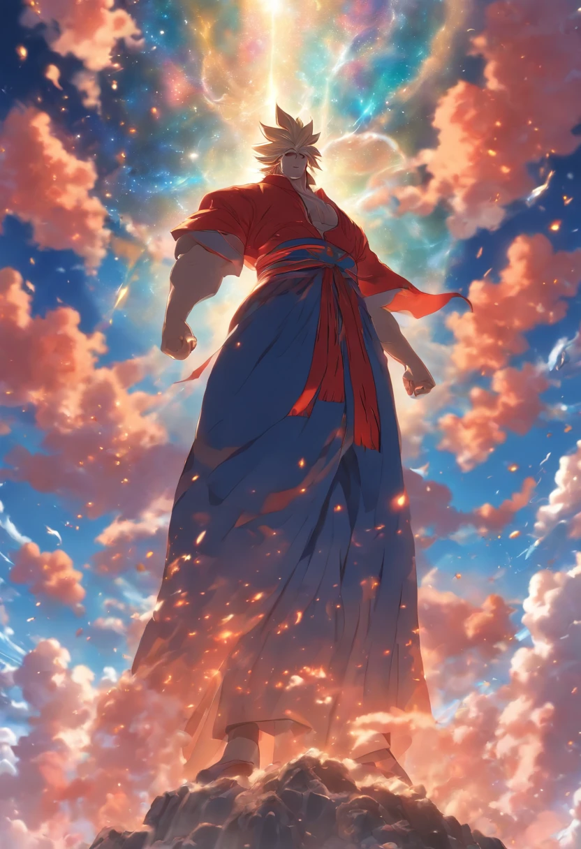 (((Giant Man))) best quality, ultra-high resolution, 4K detailed CG, master piece,touching the heavens,giant, ,Chinese clothing,Chinese mythology, ((Tall Man)), aesthetic, centered on screen