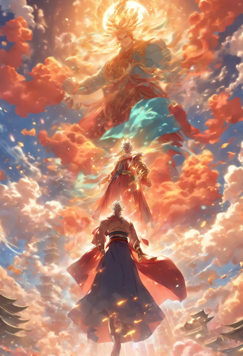 (((Giant Man))) best quality, ultra-high resolution, 4K detailed CG, master piece,touching the heavens,giant, ,Chinese clothing,Chinese mythology, ((Tall Man)), aesthetic, centered on screen
