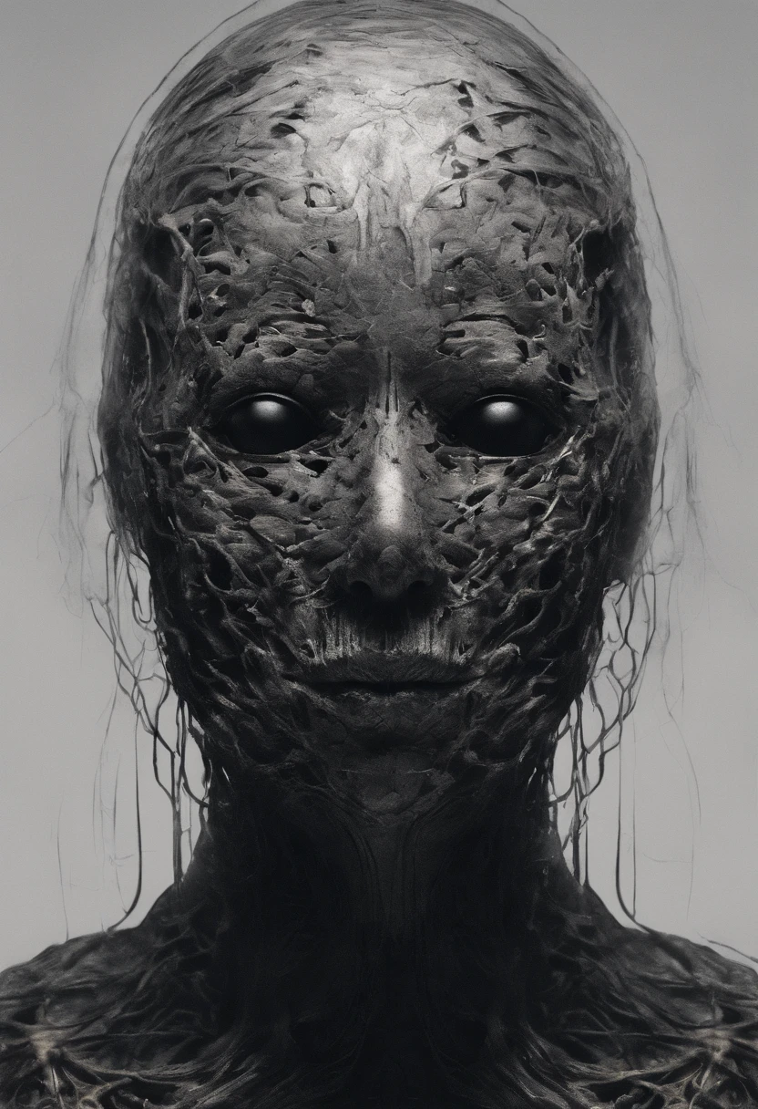 Stunning surreal art: front view emotional formless bizarre humanoid beggar face mask floating in darkness, vogue and Gucci style, minimalism photo, minimalistic, porosity, intricate details, rough texture, colorful top light, perfect crop, volumetric, super detailed, octane render, cinematic lighting, film grain