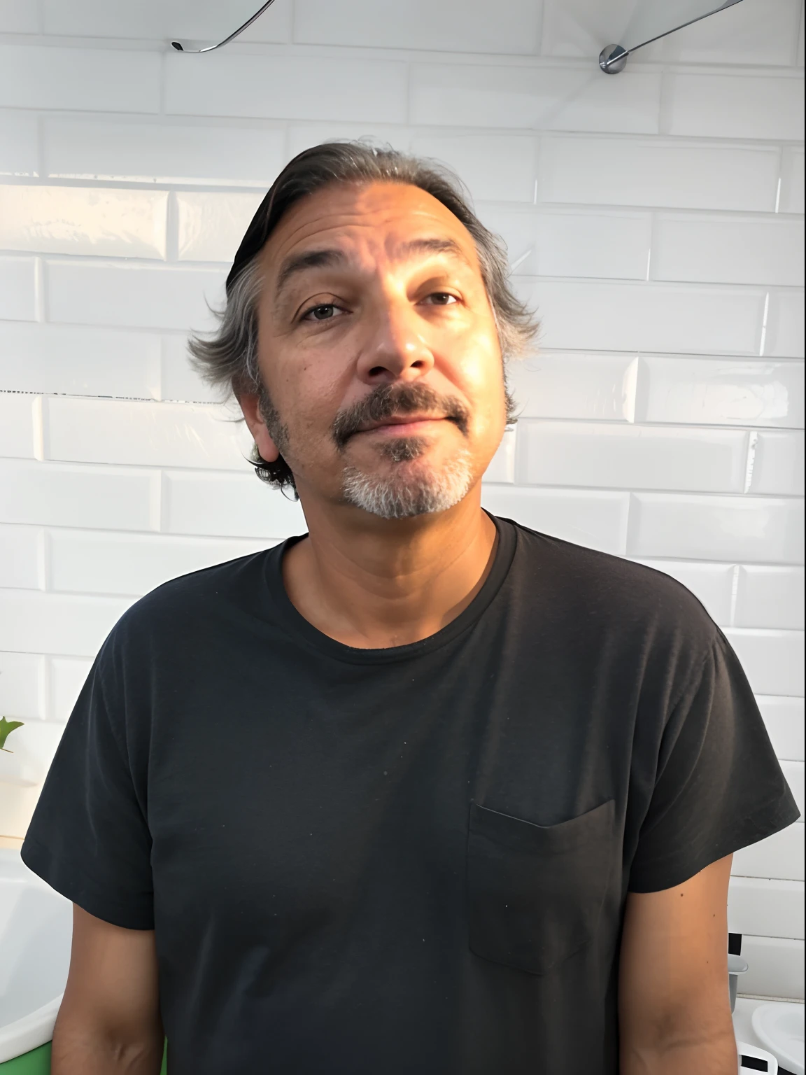 There's a man who's standing in front of a sink, photo of a 50-year-old white man, A photo of a disheveled man, 4 5 yo, Luiz Escanuela, Foto de un hombre, 45 year old men, Carlos Samuel Araya, Pablo Dominguez, Foto clasificada, 4 0 year old man