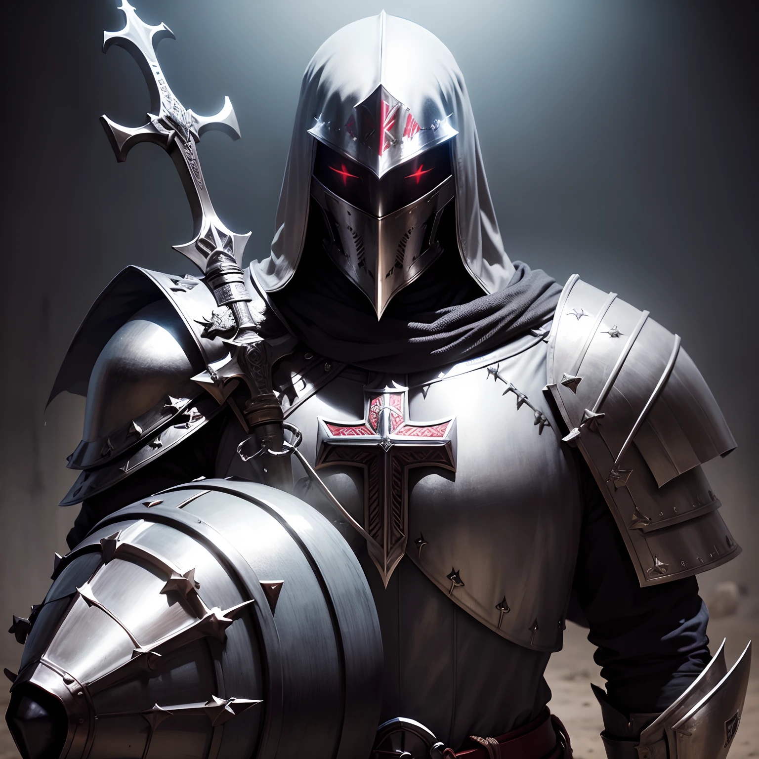 Arafed knight in armor with a sword and shield - SeaArt AI