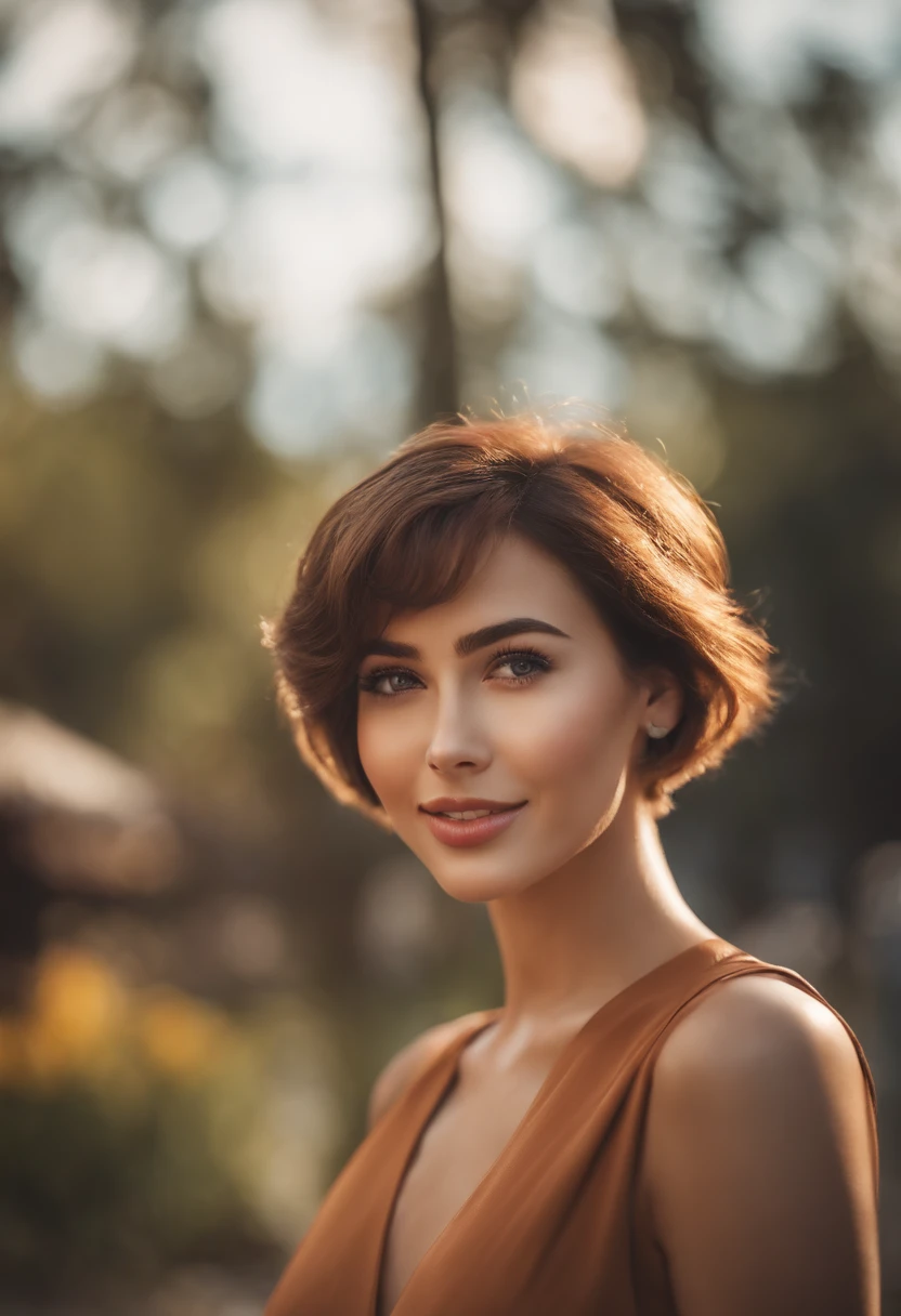 masutepiece, Best Quality, Illustration, Ultra-detailed, finely detail, hight resolution, 8K Wallpaper, Perfect dynamic composition, Beautiful detailed eyes, Women's Fashion Summer,Short bob hair,Big Natural Color Lip, Bold sexy poses,Smile,22-year-old girl、Cute、Sexy shot looking at camera