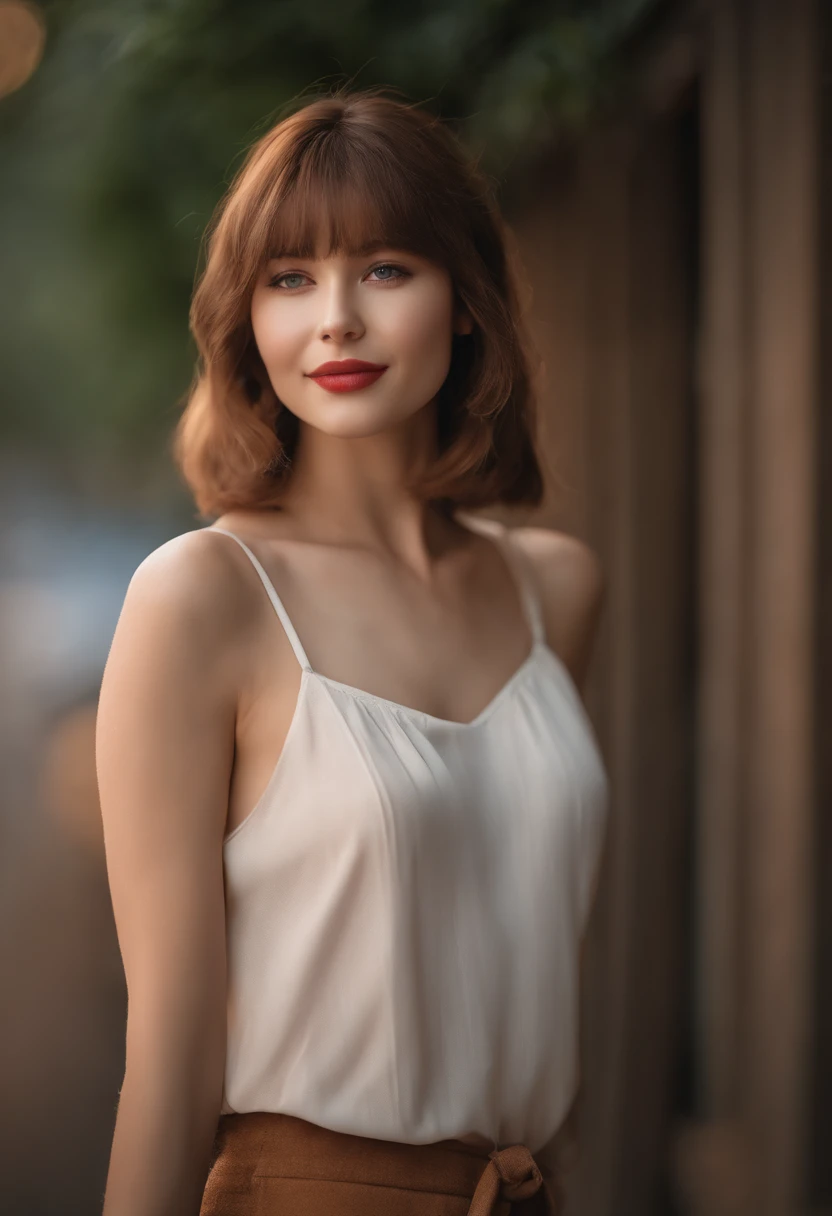 masutepiece, Best Quality, Illustration, Ultra-detailed, finely detail, hight resolution, 8K Wallpaper, Perfect dynamic composition, Beautiful detailed eyes, Women's Fashion Summer,Short bob hair,Big Natural Color Lip, Bold sexy poses,Smile,22-year-old girl、Cute、Sexy shot looking at camera