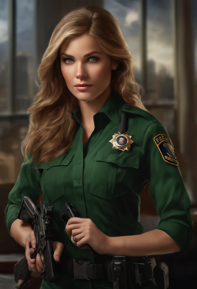 (best quality,ultra-detailed,realistic:1.37),professional,portrait,illustration,blond hair,blue eyes,brown hair,green eyes,female,brown hair,teenager, FBI profiler,FBI agent,tech specialist,weapons specialist,partners,full body (Together)