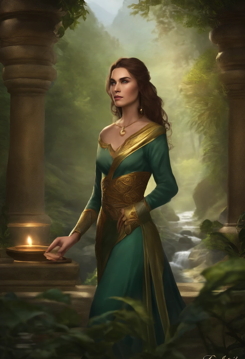 Create a character concept for a monk named Kaelia Aurafist, who is known as Lady Kaelia Drakthorn's daughter. Lady Kaelia Drakthorn is a disciplined and serene individual, deeply connected to the natural world and the ideals of her family and empire. Kaelia Aurafist shares her mother's dedication to the monastic path of the gold dragon, embodying their virtues of wisdom, justice, and compassion. Describe Kaelia Aurafist's background, personality, appearance, and abilities, and explain her role as a guardian of wisdom within the empire