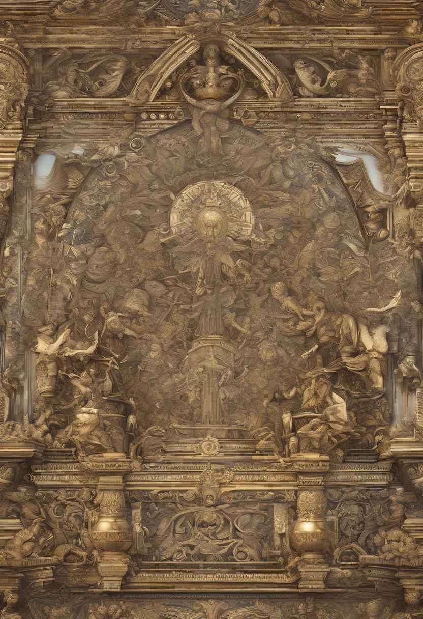best quality,4k,alto:1.2),ultra-detalhado,capa de livro antigo, Christian Stewardship, Hall of Treasures, Solomon, Prosperity Science, riqueza celeste, hebraico, Wise, Kabala, antigo, rico,Detailed description,cores ricas,soft lighting,luz solar dourada,palace,simbolismo, trajes luxuosos,joias reais,atmosfera poderosa,Sombras profundas,grandeza,arquitetura impressionante, ouro envelhecido, historical accuracy,meticulous attention to detail,Corte Real,Astronomical knowledge,artesanato requintado,abundance,economia florescente,Understanding of nature,artefatos preciosos,bens raros e valiosos,elaborate decorations,opulence,inspiring scenery,Esplendor cultural,authentic representation,sense of wonder,Treasures Beyond Imagination,prosperidade,Fascinating Stories,wisdom,historical importance,Celebration of Wealth,paredes e tetos adornados,Maravilha e maravilha,Overwhelming visual spectacle,Great Demonstration of Prosperity,Prestige Symbolism,Estilo de vida opulento,Aura majestosa,Conquistas gloriosas,Notable discoveries,Sacred symbols,Vector graphics,magnificent image,Narrative depiction of abundance,