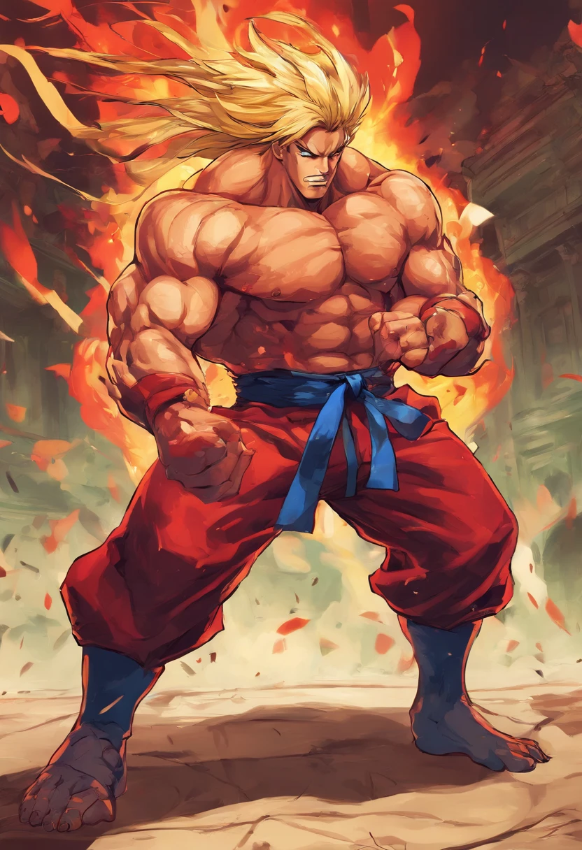 Please create a hyper realistic airbrush illustration of the following scene : a boxer who is in the middle of a fight with us.