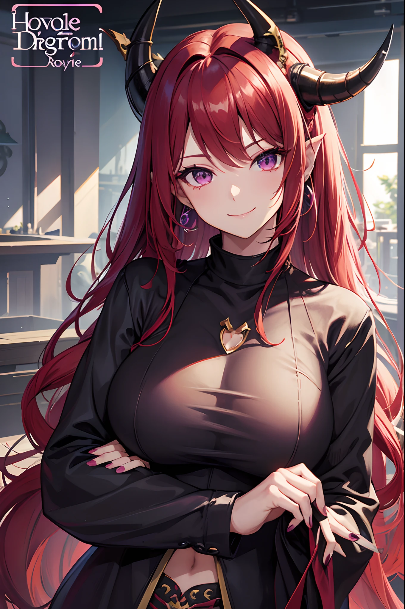 Biologically correct five fingers、Realistic, real person, RAW photo, photorealistic, portrait photography, shiny skin, 18-year-old female、(ponytail) and (red hair) and (red eyes) and (jitome), BREAK (black:1.2) and (off shoulder blouse) BREAK、(confused:1.2), open mouth, The background is the interior of a restaurant at night.、alone、Are standing