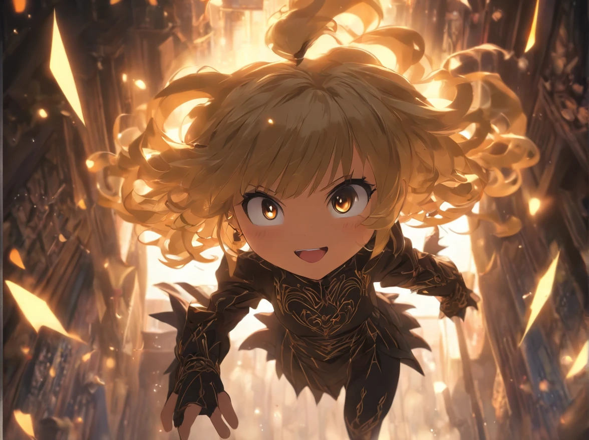 ((Chibi、Mini、Blunt bangs、Ash Gold Hair、a short bob、discreet breasts、Intricate Gothic décor、Black and white gothic dress)):1.5、full body Esbian、Concept sheet、masuter piece、超A high resolution、Looking at the camera、Angle from above、jumpping、dash、acrobatic pose、White background