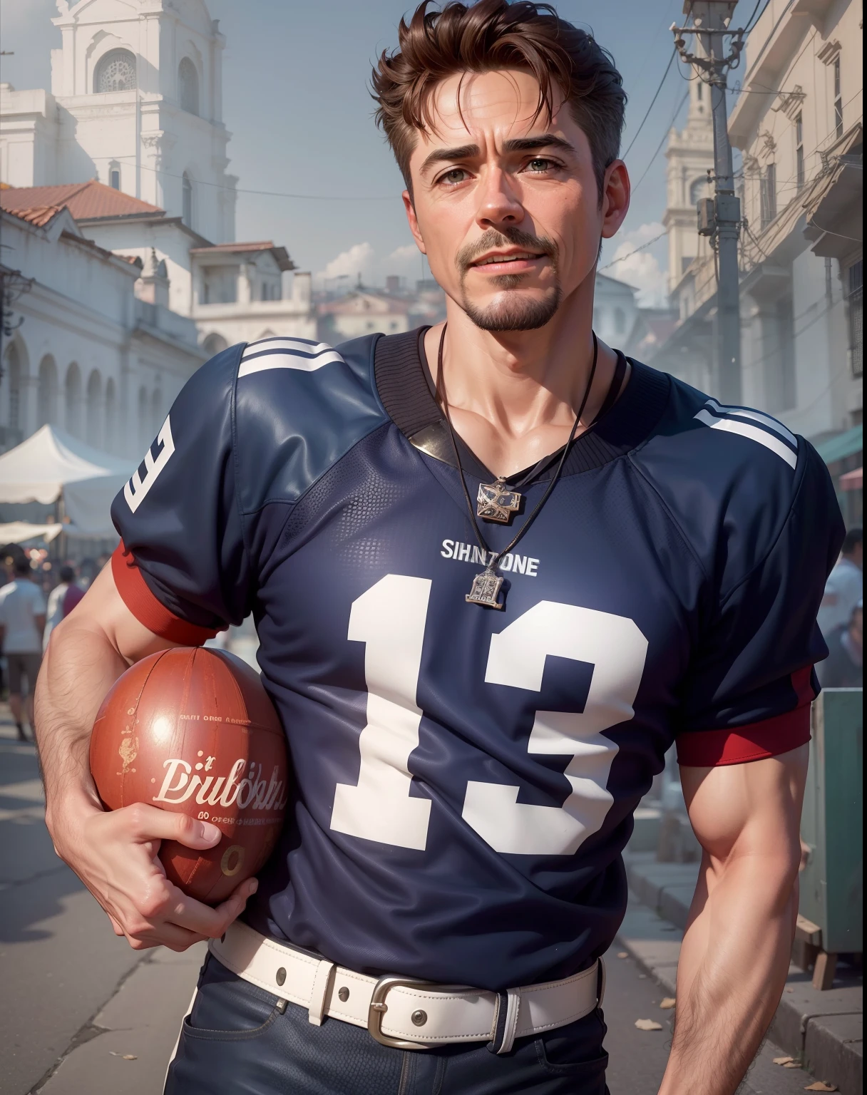 (best quality, highres, HDR), detailed Quiapo church background with Robert Downey standing in a casual style. Encouraging tone. Robert Downey is shown confidently with a warm smile, exuding charisma. The Quiapo church serves as a majestic backdrop, illuminated by a soft morning light and complemented by vibrant colors. The scene inspires hope and positivity, appealing to a 30-year-old audience.