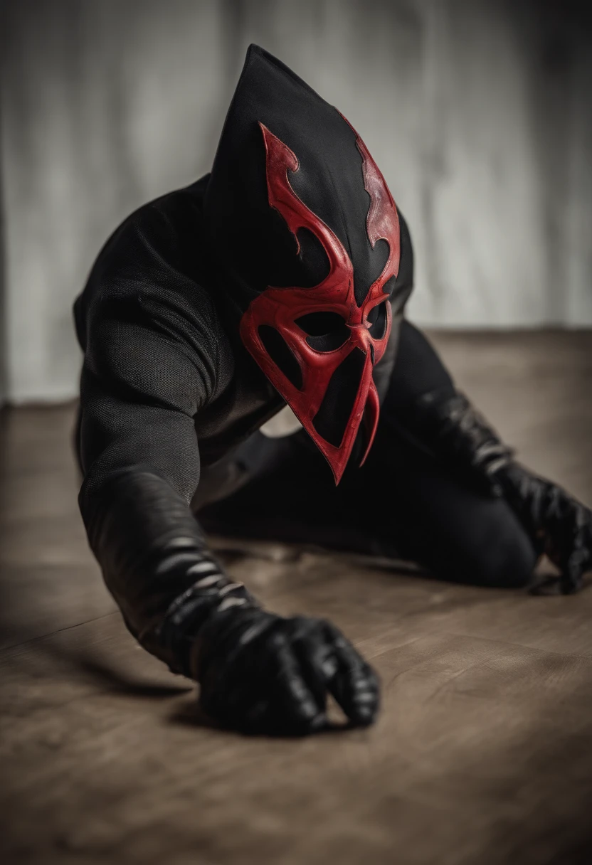 redhood mask mixed with venom as a luchador mask