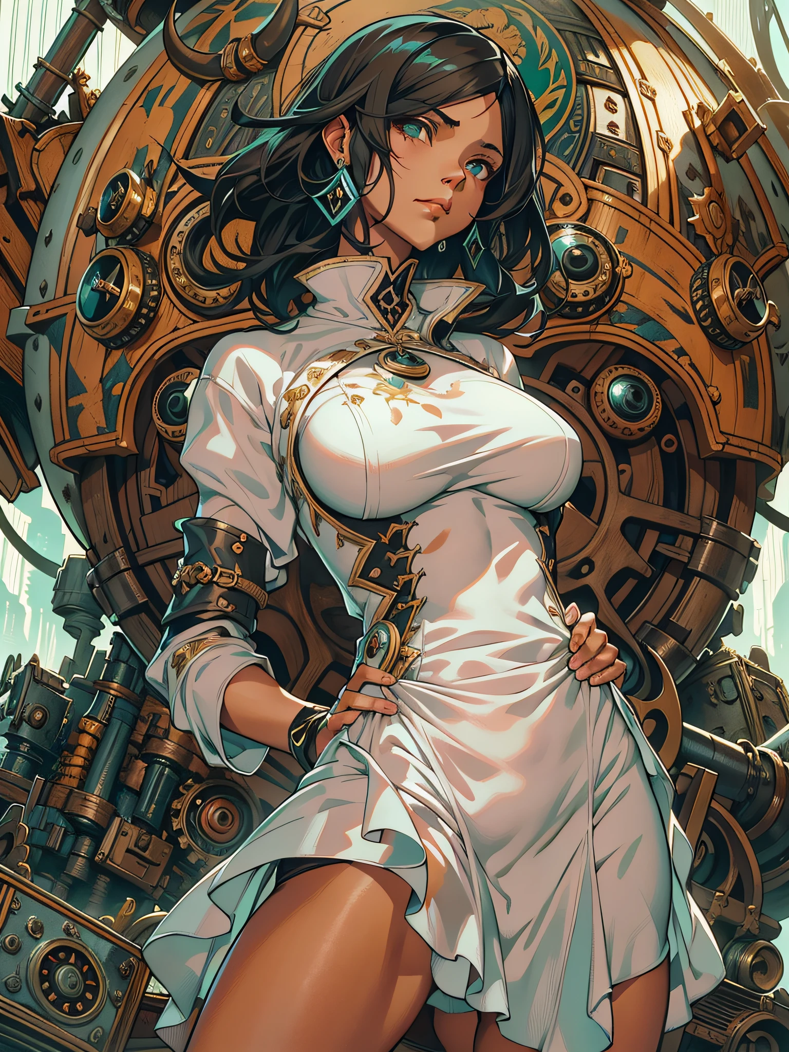 (masterpiece, Highest quality, 32K Wallpapers, Very detailed,portfolio), One girl:1.2, breast enhancement、More Angles、highlight、Detailed face、Very talented、((bondage:1.8)), (The most complex machine), (Genius Mechanic),(Overall colorful), ((Huge breasts:1.8)),A machine that covers the whole body:2.0、BDSM:1.4, nsfw