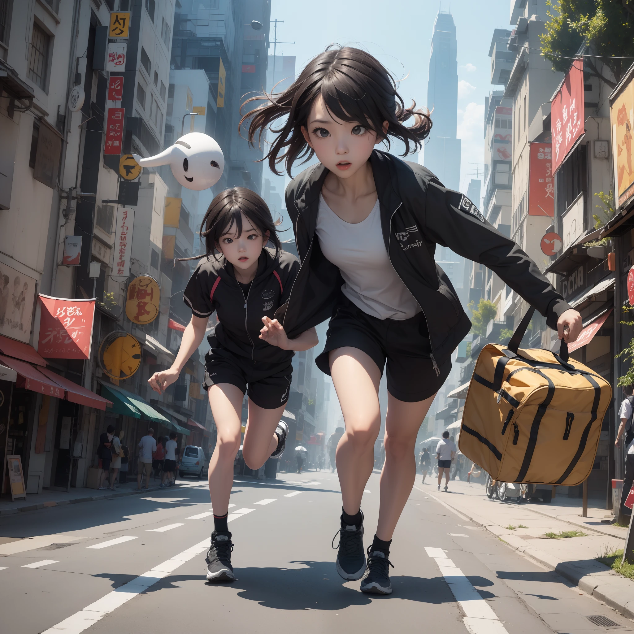 The giant girl showing her mouth to
