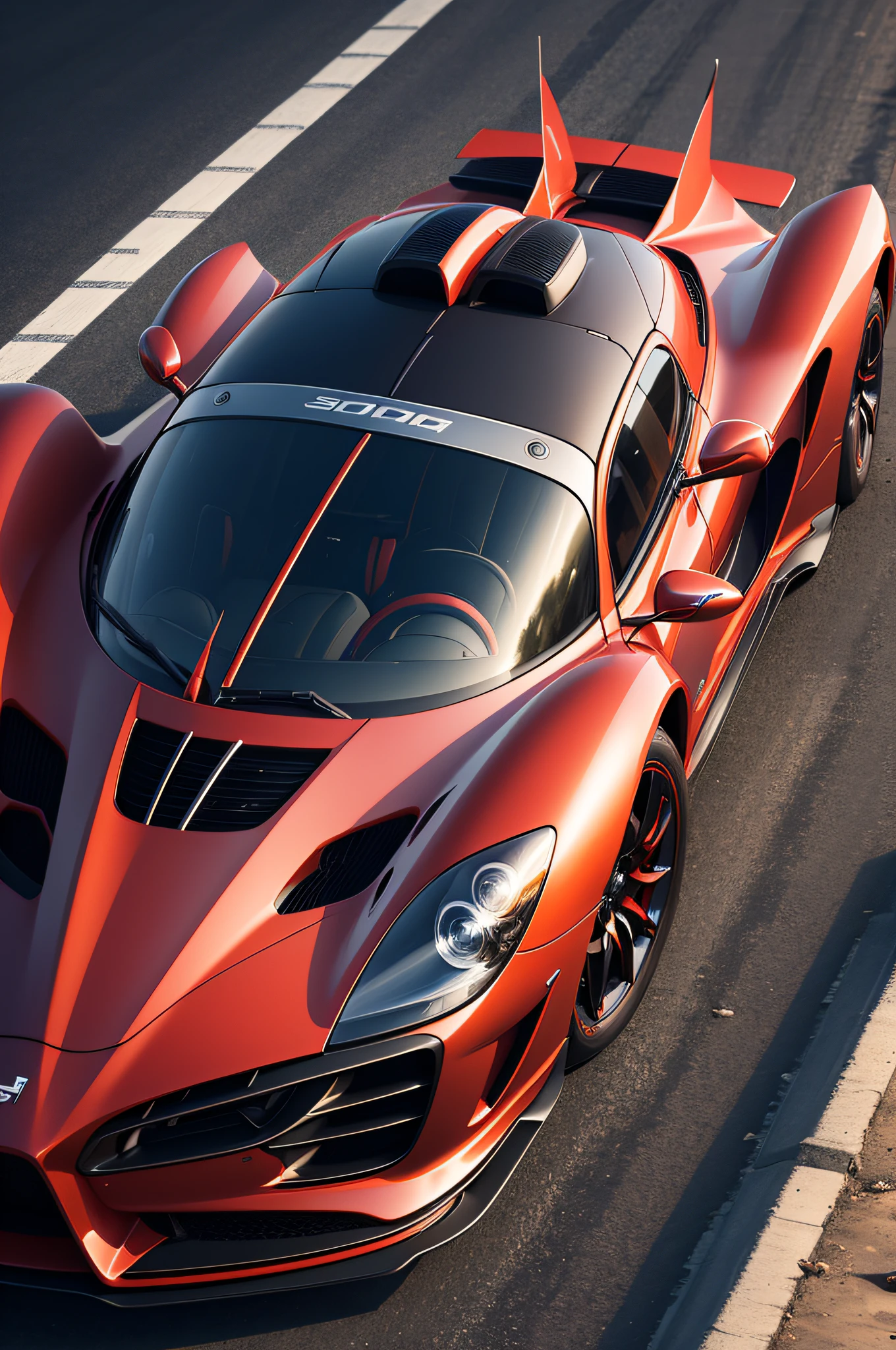 Sports car, top view, OC rendering,ray tracing, 4K