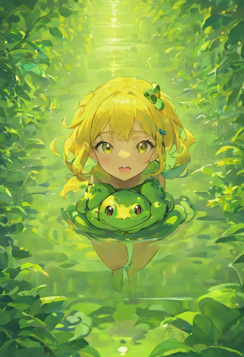 A frog drawn by the Pokémon artist Sower、Floating ring on the torso、Humanoid、Two-legged、Love the global environment