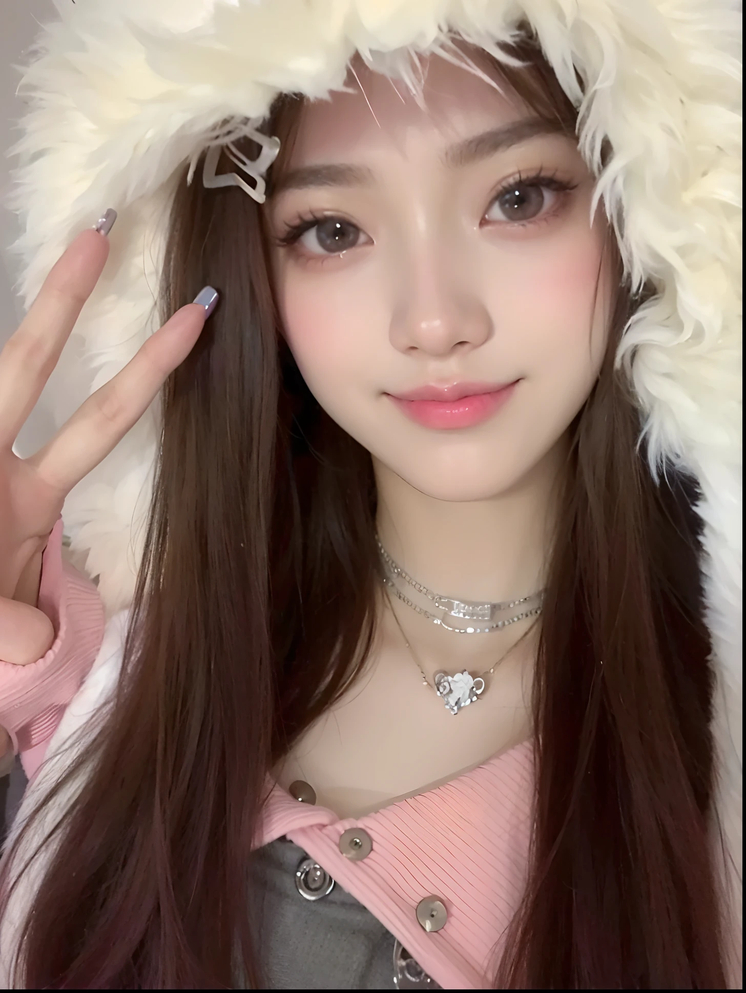 A closeup of a girl wearing a furry hat and a pink shirt, Ulzzang, jossi do blackpink, Parque Roseanne do Blackpink, Jisoo do Blackpink, Jennie Blackpink, Jisoo do Blackpink, tzuyu de duas vezes, Lalisa Manobal, Lalisa Manoban do Blackpink, wan adorable korean face, Jinyoung Canela, Jaeyeon Nam