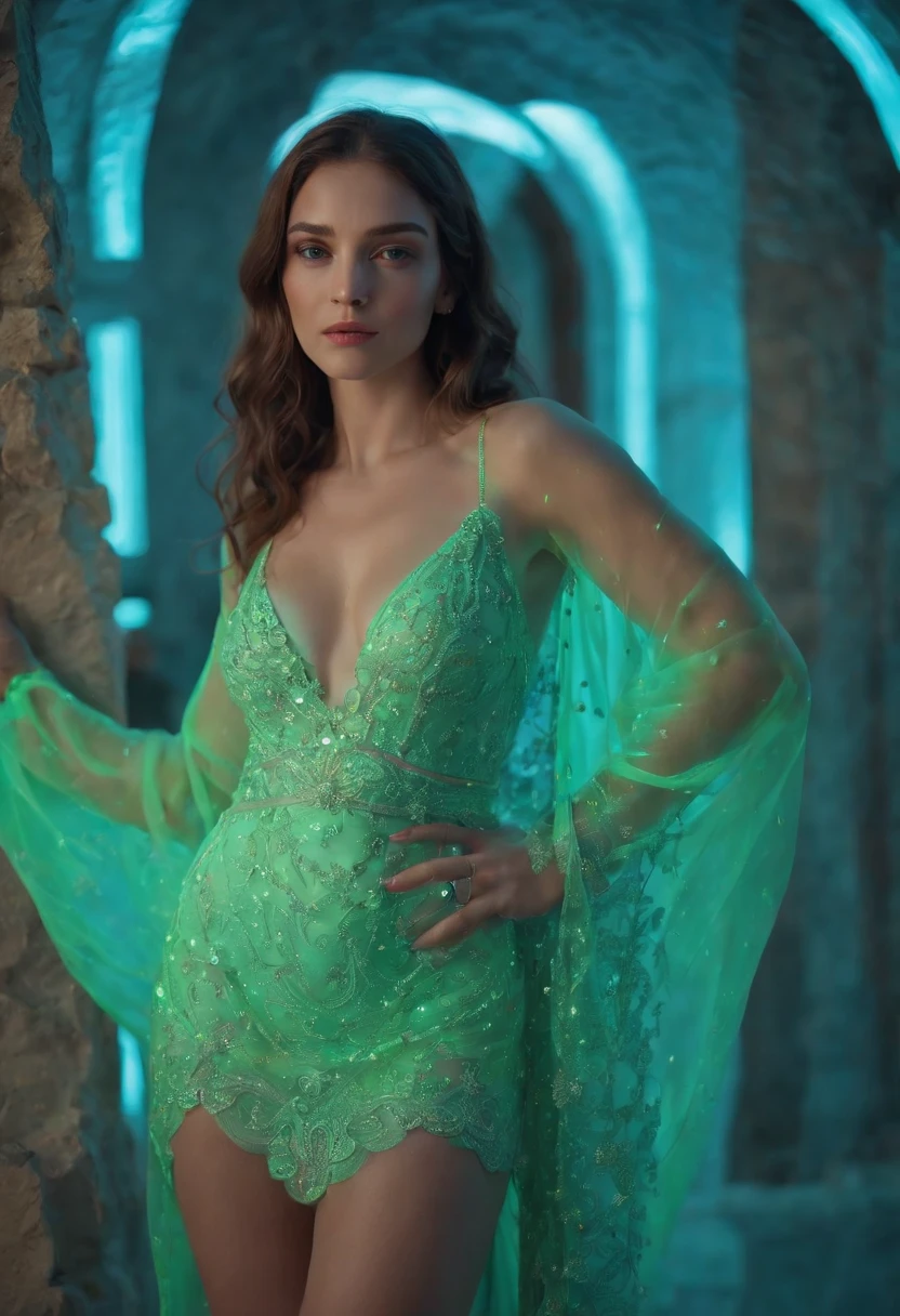 32K, RAW photo,(full bodyesbian)(Masterpiece), (Best quality), ((Ultra-detailed)), (Hyperrealistic), (Highly detailed photo),(She herself fluoresces as a whole:1.5),Best quality, Masterpiece, profesional photo, Cinematic lighting, Photorealistic, Very beautiful young lady in marble rocks, dramatic pose, Delicate and delicate fluorescent sparkling ancient Greek style pearl dress, Shining, The sheen, Crisp, flirty, Epic, Focus, Artistic, Very bright, Complex hairstyles, Pattern, bas relief,full body,pantyhose,perfect feet
