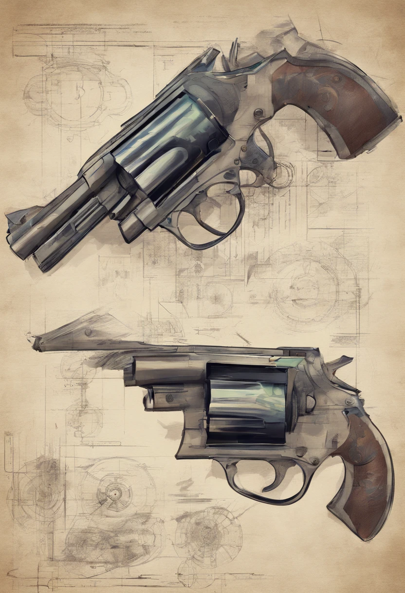 A revolver in drawing