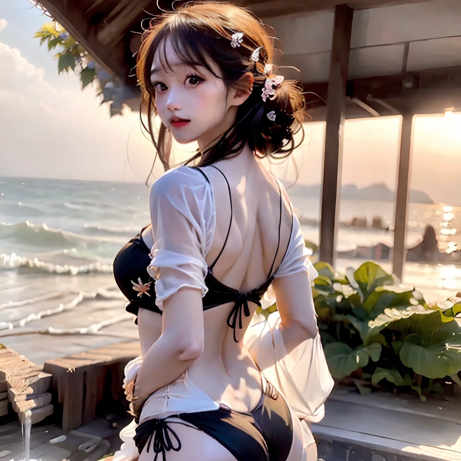 butt hanging up ,girl ,8k, bikini,realistic