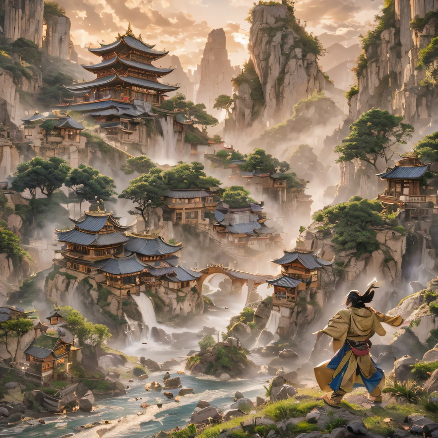 Qin Yu flew into the Immortal Demon Realm, Chance encounter with Liu Hanshu, He saw in him his former self, It was decided to take him as an apprentice, Teach him how to protect himself, But because of the Tibetan star map, He established relationships with the Liu family and the Jade Sword Sect, It opens with the death of Liu Hanshu, Qin Yu embarked on the road of confrontation with a strong enemy, Working hard, Make yourself stronger, Stick to your own core path of justice, I also want to protect the people I care about, The three brothers took off, And embarked on a long journey to find a good brother, Qin Yu, Where are Xiao Hei and Hou Fei(canyons)Climb the streets(Doomsday Stream)eyes filled with angry,He clenched his fists,Rush up,Deliver a fatal blow to your opponent,full bodyesbian,Full Body Male Mage 32K(Masterpiece Canyon Ultra HD)Long flowing black hair,Campsite size,zydink, The wounded lined up in the streets(canyons)Climb the streets, The scene of the explosion(canyons), (Linen batik scarf), Angry fighting stance, looking at the ground, Batik linen bandana, Chinese python pattern long-sleeved garment, canyons(Abstract propylene splash:1.2), Dark clouds lightning background,Flour flies(realisticlying:1.4),Black color hair,Flour fluttering,rainbow background, A high resolution, the detail, RAW photogr, Sharp Re, Nikon D850 Film Stock Photo by Jefferies Lee 4 Kodak Portra 400 Camera F1.6 shots, Rich colors, ultra-realistic vivid textures, Dramatic lighting, Unreal Engine Art Station Trend, cinestir 800,Flowing black hair,(((Jungle Canyon)))The wounded lined up in the streets(vale)Climb the streets,Movie master real-time image quality