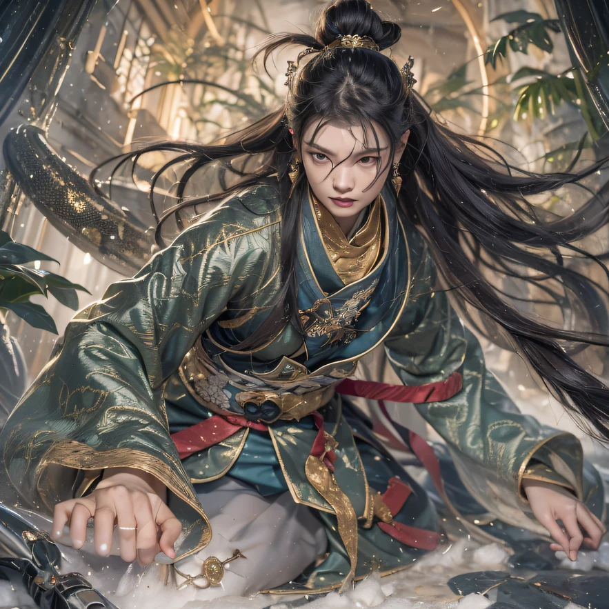 Qin Yu flew into the Immortal Demon Realm, Chance encounter with Liu Hanshu, He saw in him his former self, It was decided to take him as an apprentice, Teach him how to protect himself, But because of the Tibetan star map, He established relationships with the Liu family and the Jade Sword Sect, It opens with the death of Liu Hanshu, Qin Yu embarked on the road of confrontation with a strong enemy, Working hard, Make yourself stronger, Stick to your own core path of justice, I also want to protect the people I care about, The three brothers took off, And embarked on a long journey to find a good brother, Qin Yu, Where are Xiao Hei and Hou Fei（canyons）Climb the streets（Doomsday Stream）eyes filled with angry，He clenched his fists，Rush up，Deliver a fatal blow to your opponent，full bodyesbian，Full Body Male Mage 32K（Masterpiece Canyon Ultra HD）Long flowing black hair，Campsite size，zydink， The wounded lined up in the streets（canyons）Climb the streets， The scene of the explosion（canyons）， （Linen batik scarf）， Angry fighting stance， looking at the ground， Batik linen bandana， Chinese python pattern long-sleeved garment， canyons（Abstract propylene splash：1.2）， Dark clouds lightning background，Flour flies（realisticlying：1.4），Black color hair，Flour fluttering，rainbow background， A high resolution， the detail， RAW photogr， Sharp Re， Nikon D850 Film Stock Photo by Jefferies Lee 4 Kodak Portra 400 Camera F1.6 shots, Rich colors, ultra-realistic vivid textures, Dramatic lighting, Unreal Engine Art Station Trend, cinestir 800，Flowing black hair,（（（Jungle Canyon）））The wounded lined up in the streets（vale）Climb the streets，Movie master real-time image quality