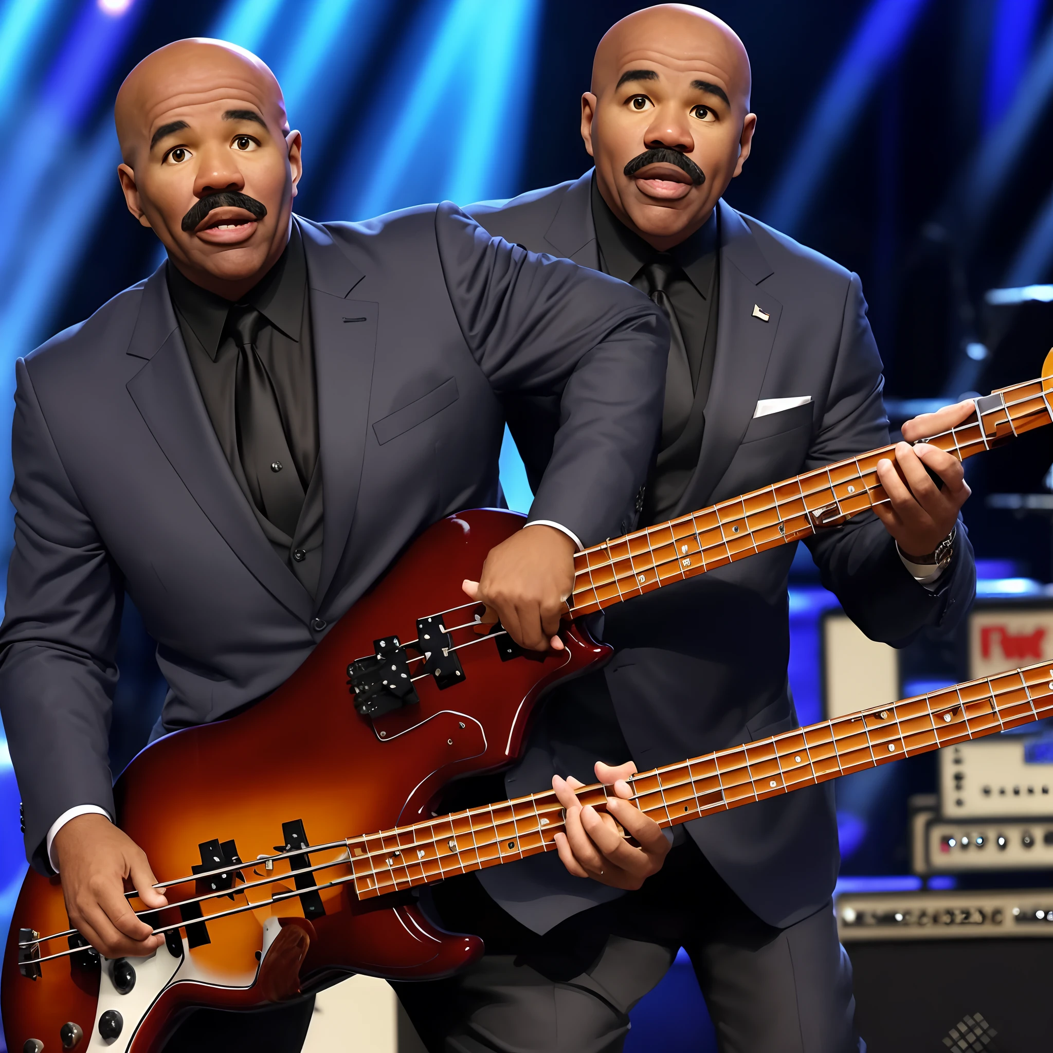 Steve Harvey playing bass