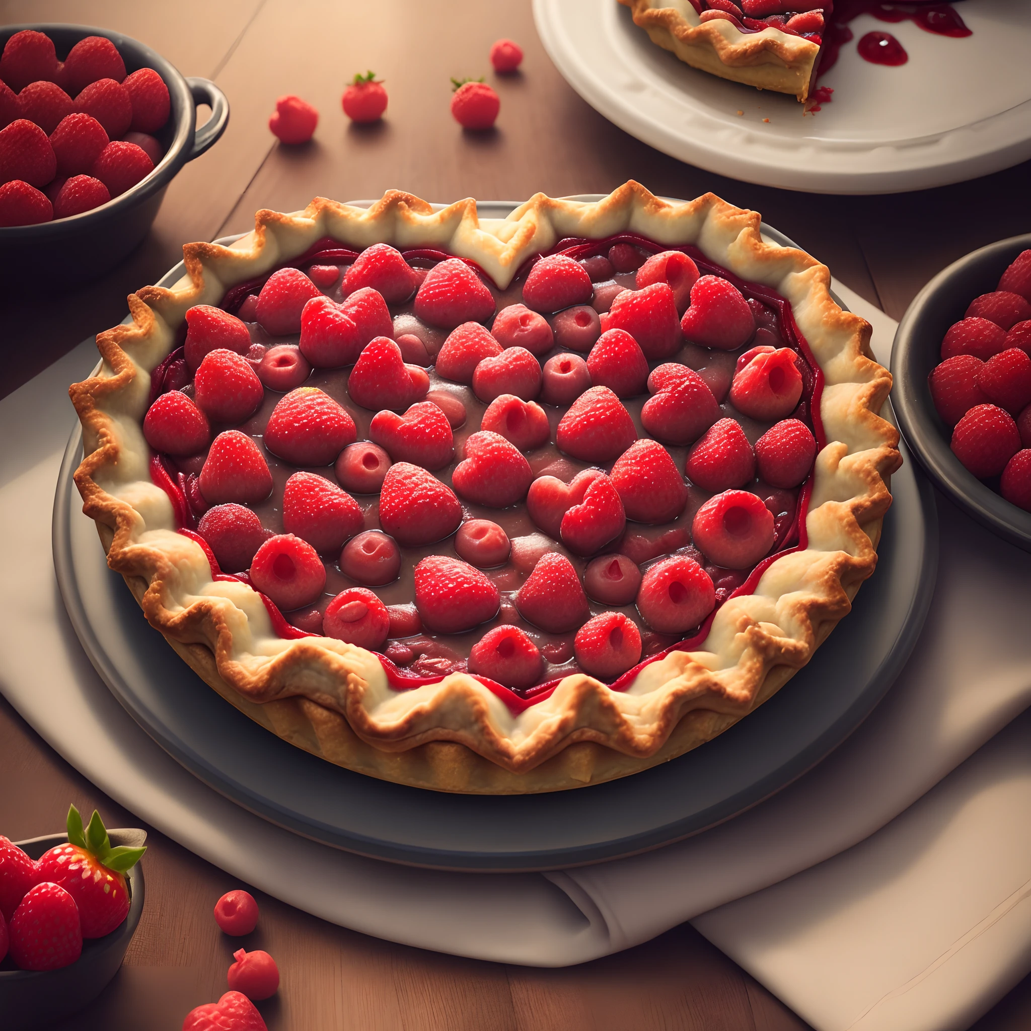 Heart's bright red berry pie