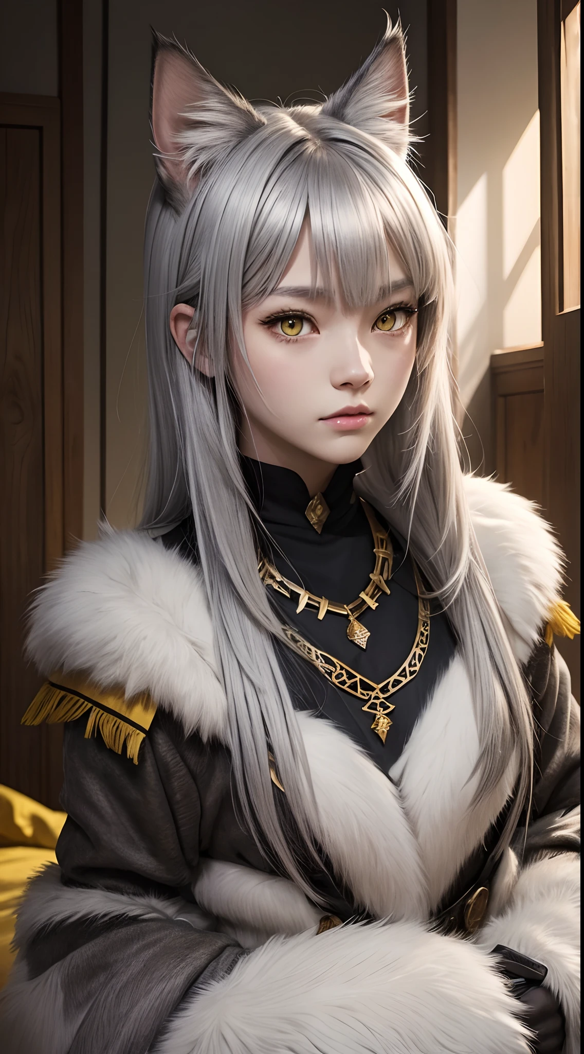 Cat Beastman Tribe、American Shorthair Beastmen、Silvery and beautiful skin、Yellow eyes、
