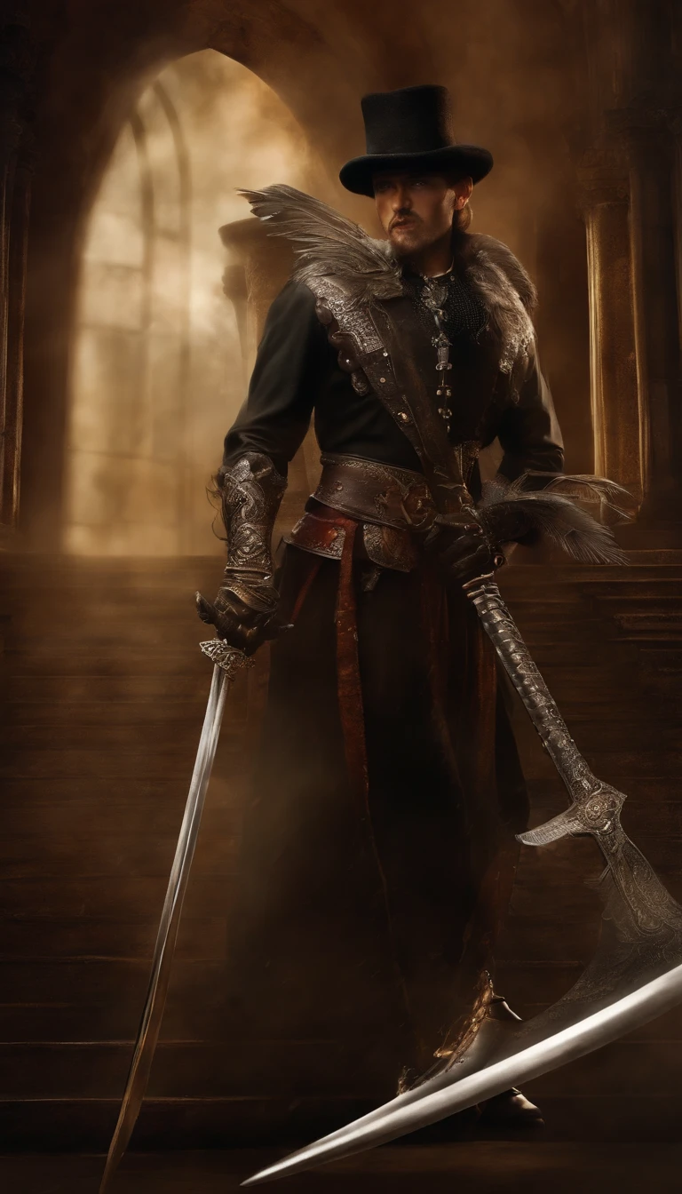 (Excepcional、profesional、surrealista)、Espada detallada, metal texture, espada larga