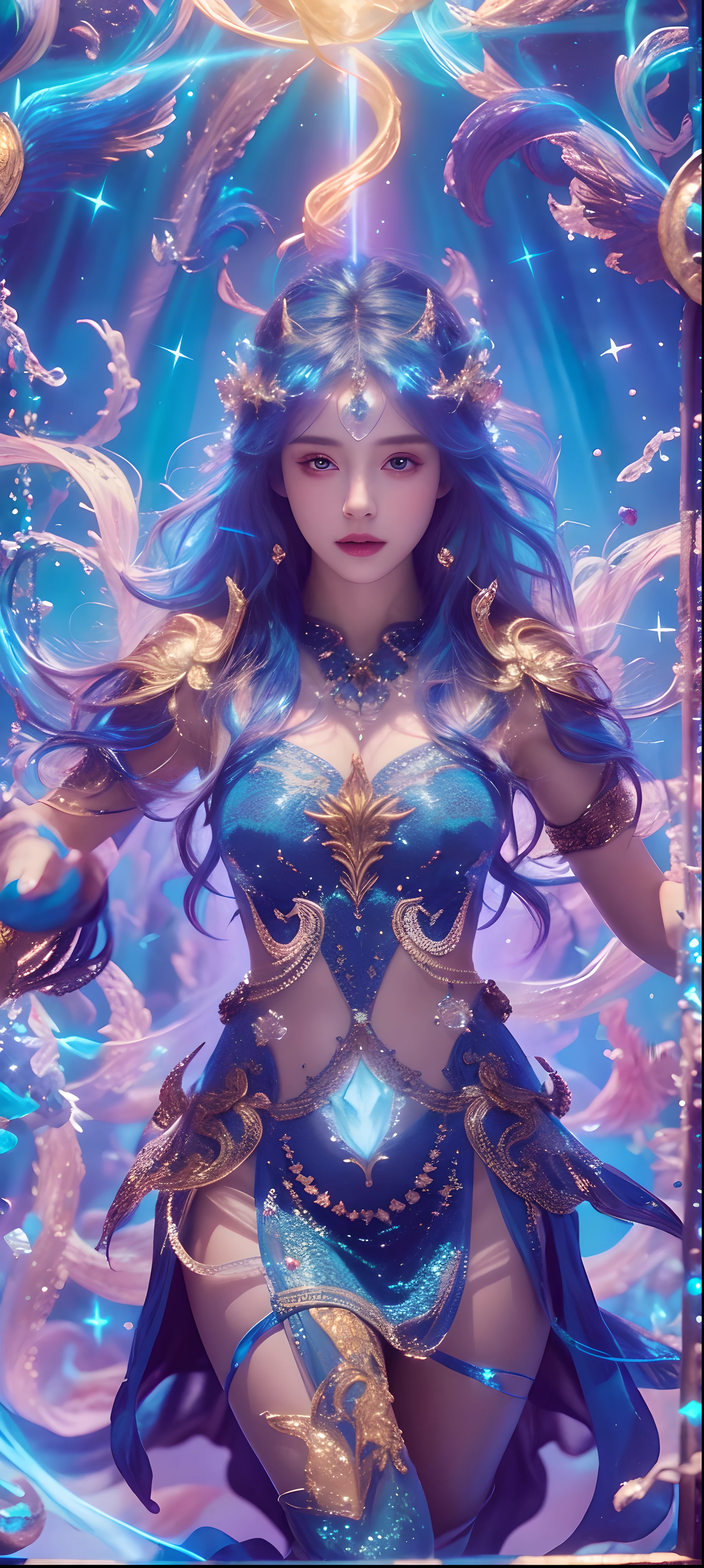 1 girl Girl's masterpiece, high cold Korean makeup, Seductive Korean faces,temperament,smiled,The perfect combination of water and dragon,Snowflakes,lightning , The dragon, and various intricate embellishments,There are luxurious accessories and gorgeous luxury and complex Xiuhe costume light pink,A tight face with a tall nose and a tall figure,The picture is real, mixed with conceptual art, Antique and modern are a perfect combination, the picture is dazzling,surround,Radiant,Cumbersome concept art,8K picture quality, best quality and most detailed composition