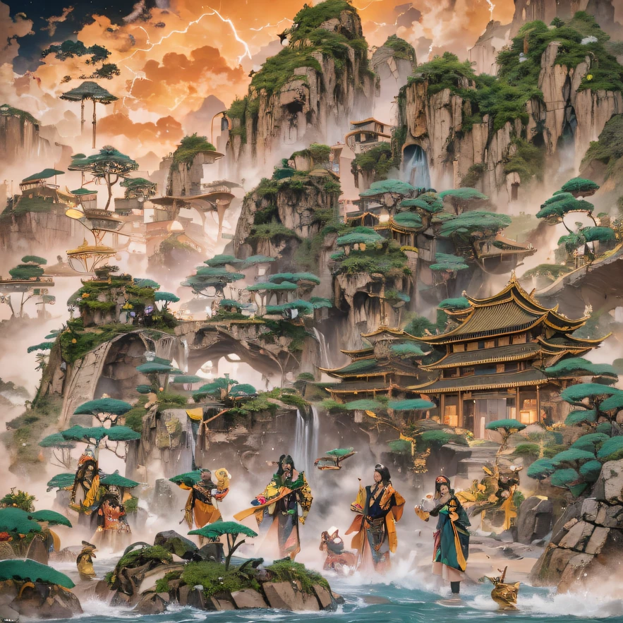Qin Yu flew into the Immortal Demon Realm, Chance encounter with Liu Hanshu, He saw in him his former self, It was decided to take him as an apprentice, Teach him how to protect himself, But because of the Tibetan star map, He established relationships with the Liu family and the Jade Sword Sect, It opens with the death of Liu Hanshu, Qin Yu embarked on the road of confrontation with a strong enemy, Working hard, Make yourself stronger, Stick to your own core path of justice, I also want to protect the people I care about, The three brothers took off, And embarked on a long journey to find a good brother, Qin Yu, Where are Xiao Hei and Hou Fei(canyons)Climb the streets(Doomsday Stream)eyes filled with angry,He clenched his fists,Rush up,Deliver a fatal blow to your opponent,full bodyesbian,Full Body Male Mage 32K(Masterpiece Canyon Ultra HD)Long flowing black hair,Campsite size,zydink, The wounded lined up in the streets(canyons)Climb the streets, The scene of the explosion(canyons), (Linen batik scarf), Angry fighting stance, looking at the ground, Batik linen bandana, Chinese python pattern long-sleeved garment, canyons(Abstract propylene splash:1.2), Dark clouds lightning background,Flour flies(realisticlying:1.4),Black color hair,Flour fluttering,rainbow background, A high resolution, the detail, RAW photogr, Sharp Re, Nikon D850 Film Stock Photo by Jefferies Lee 4 Kodak Portra 400 Camera F1.6 shots, Rich colors, ultra-realistic vivid textures, Dramatic lighting, Unreal Engine Art Station Trend, cinestir 800,Flowing black hair,(((Jungle Canyon)))The wounded lined up in the streets(vale)Climb the streets,Movie master real-time image quality