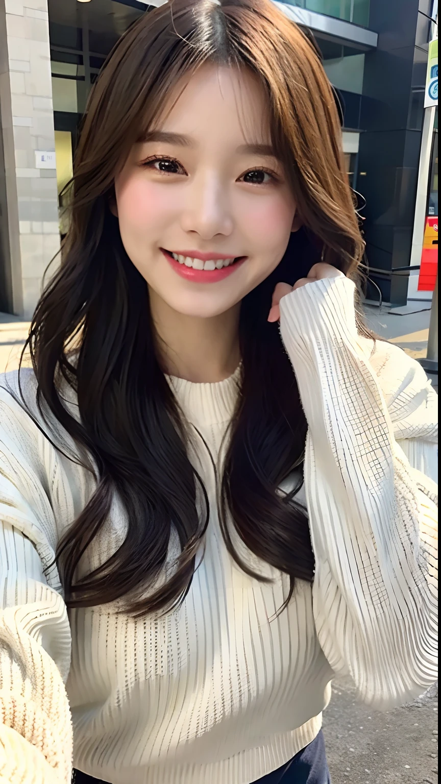 ((Full body angle*1.1)).((highest quality, 8K, masterpiece:1.3)), from below.concentrated:1.2, Perfect body beauty:1.4, Hips:1.2, ((Delicate Hair)), (Colorful button-through crop shirt :1.1) , ((highest quality、8K、masterpiece:1.3))、1 Girl、A sloppy smile、Esbian all over、Slim face、Big 、Beautiful woman、(Dark Brown Hair)、Long Hair、1.1、Flickering Valley、Detailed eyes、double eyelid、Blurred Background、超Slim face、Smile、Looking down、
