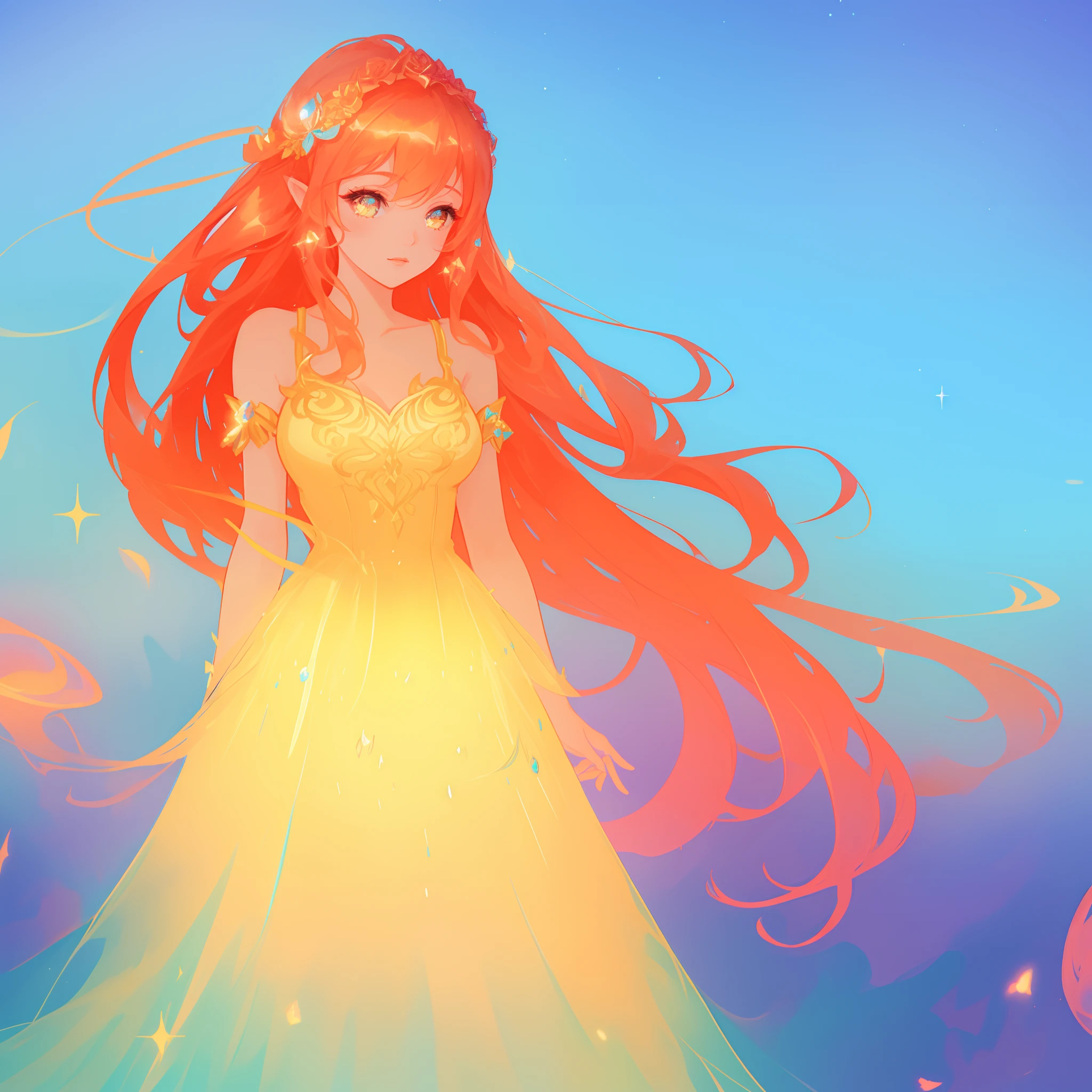 beautiful girl, puffy tiered ballgown, vibrant pastel colors, (colorful), glowing golden long hair, magical lights, sparkling magical liquid, inspired by Glen Keane, inspired by Lois van Baarle, disney art style, by Lois van Baarle, glowing aura around her, by Glen Keane, jen bartel, glowing lights! digital painting, flowing glowing hair, glowing flowing hair, beautiful digital illustration, fantasia background, whimsical, magical, fantasy, ((beautiful face)), ((masterpiece, best quality)), intricate details, highly detailed, sharp focus, 8k resolution, sparkling detailed eyes, liquid watercolor