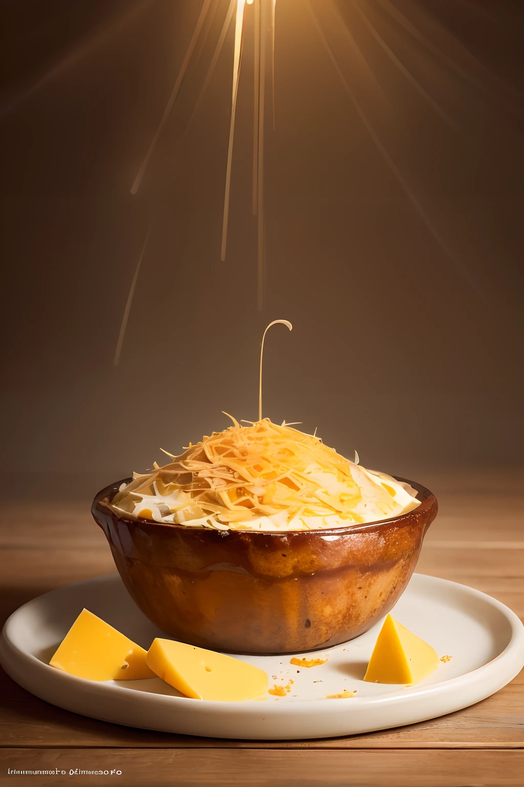 Product Photography of Cheese and Melted Cheese in a Food Dipping Bowl, intrincado, epopeya, Altamente detallado, vibrante, food photography, Epic render, octano, Luces de acento, (retroiluminado:1.3), (Kinematic:1.3), Detalles intrincados, (Artstation:1.3)