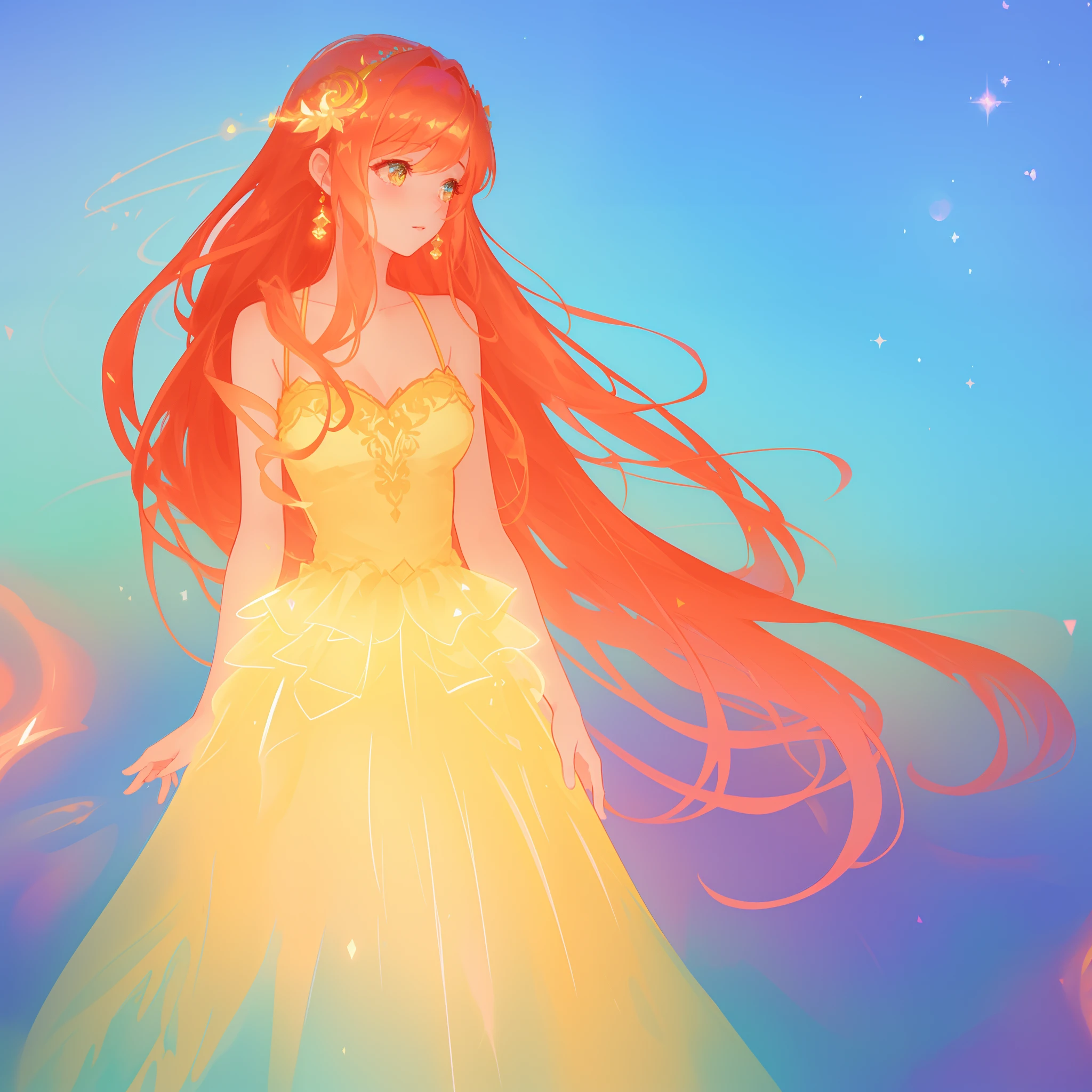 beautiful girl, puffy tiered ballgown, vibrant pastel colors, (colorful), glowing golden long hair, magical lights, sparkling magical liquid, inspired by Glen Keane, inspired by Lois van Baarle, disney art style, by Lois van Baarle, glowing aura around her, by Glen Keane, jen bartel, glowing lights! digital painting, flowing glowing hair, glowing flowing hair, beautiful digital illustration, fantasia background, whimsical, magical, fantasy, ((beautiful face)), ((masterpiece, best quality)), intricate details, highly detailed, sharp focus, 8k resolution, sparkling detailed eyes, liquid watercolor