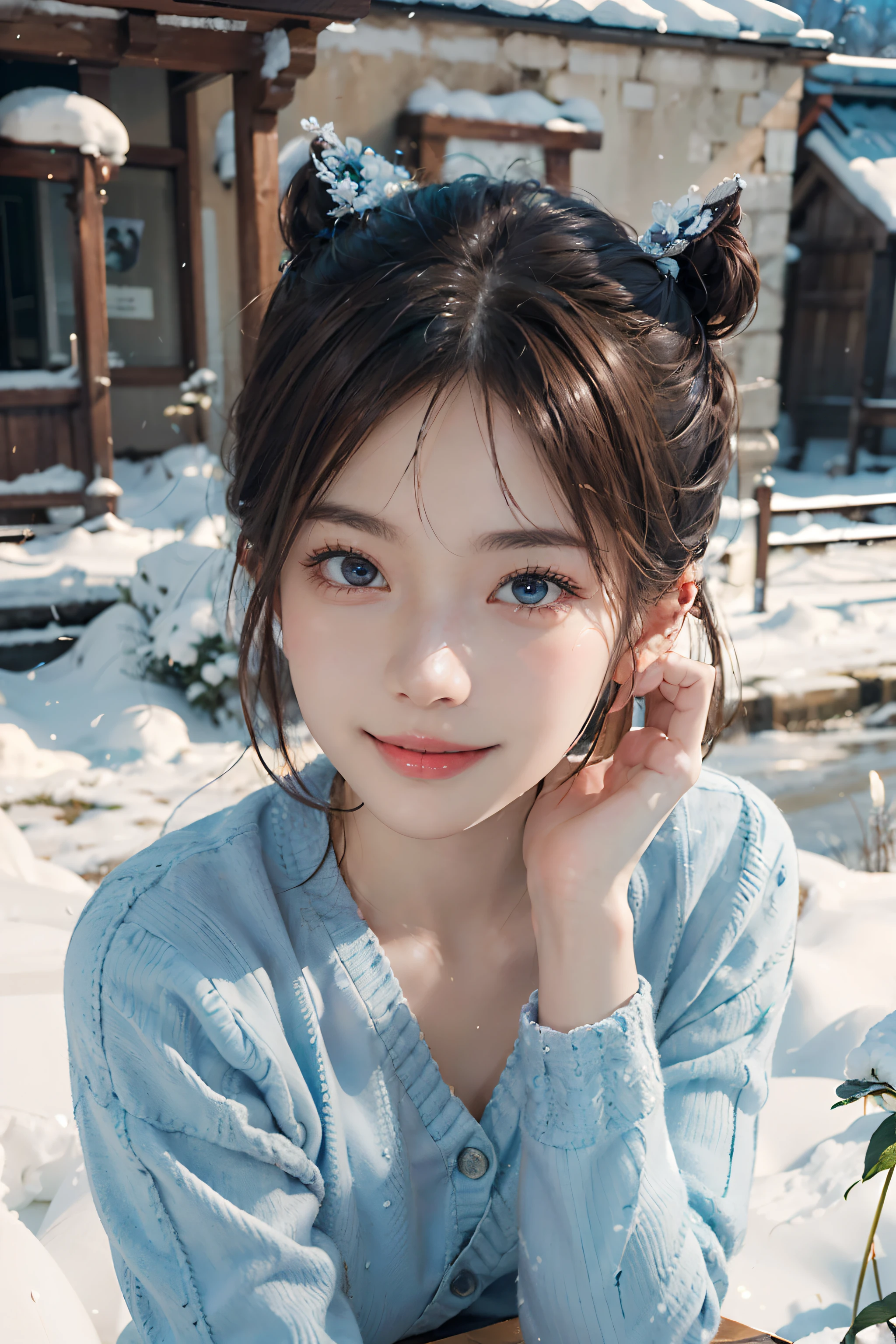 ((top-quality、tmasterpiece:1.3))、、1 female:2.0、Colossal tits:1.3、Slender body type:1.1、Toned abs、Brown hair、short cut、Detailed lips、detailedeyes、二重まぶた、eBlue eyes、wide wide shot、(RAW photography、top-quality)、(hentail realism、Photorealsitic:1.3)、top-quality、tmasterpiece、Extremely Delicately Beautiful、extremaly detailed cg、 absurderes、A smile、Erotic face、frontage、all fours、Slouched、Nokzoru、Strong smile、model poses、Cute 26 year old avatar +Shy + Gorgeous French-Albanian schoolgirl、god light、Shot with AFGA Vista 400::2.0 、Atmosphere photo in the style of Eric Medigan Heck and Arthur Elgot、、Bokeh、snowflower 、Open your mouth and laugh:2.0