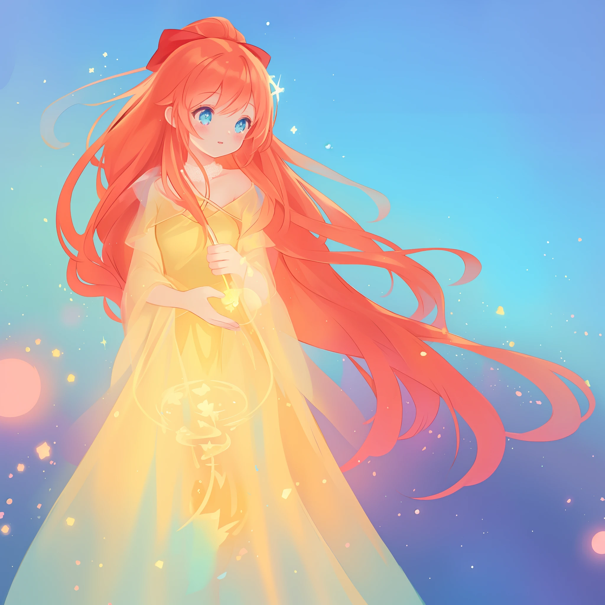 beautiful girl, puffy tiered ballgown, vibrant pastel colors, (colorful), glowing golden long hair, magical lights, sparkling magical liquid, inspired by Glen Keane, inspired by Lois van Baarle, disney art style, by Lois van Baarle, glowing aura around her, by Glen Keane, jen bartel, glowing lights! digital painting, flowing glowing hair, glowing flowing hair, beautiful digital illustration, fantasia background, whimsical, magical, fantasy, ((beautiful face)), ((masterpiece, best quality)), intricate details, highly detailed, sharp focus, 8k resolution, sparkling detailed eyes, liquid watercolor