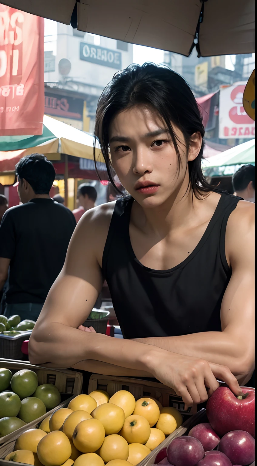 A guy wearing a sando is seen sitting on a chair, surrounded by a lively and bustling scene at the divisoria market. The market is filled with people buying and selling various goods, creating a chaotic and energetic atmosphere. The guy is passionately selling fish, displaying them on a wooden counter in front of him.

The guy's facial expression is angry, showcasing his determination and assertiveness in selling his products. His eyes narrow with intensity, and his lips are tightly pressed together, conveying a sense of grit and determination. His body language exudes confidence and assertiveness, sitting upright with his arms crossed.

The market is filled with vibrant colors, as various stalls and goods are displayed all around. The bright and vivid colors of fruits, vegetables, fabrics, and other products create a visually appealing scene. The lighting is natural and casts a warm glow over the market, emphasizing the lively atmosphere.

The overall image is captured in medium format, adding an element of authenticity to the artwork. The quality of the image is of the best quality, with ultra-detailed features that showcase the realism of the scene. The artwork is emphasized to be high-res, allowing the viewer to zoom in and appreciate the intricate details.

The style of the artwork is casual, capturing the everyday life and street market vibes. The tone of the artwork is angry, adding a sense of energy and intensity to the scene. The combination of these elements creates a captivating visual that appeals to a 40-year old audience.

The prompt does not need any prefix, it can be directly used in Stable Diffusion to generate high-quality artistic images showcasing the scene of a guy selling fish in the lively divisoria market.