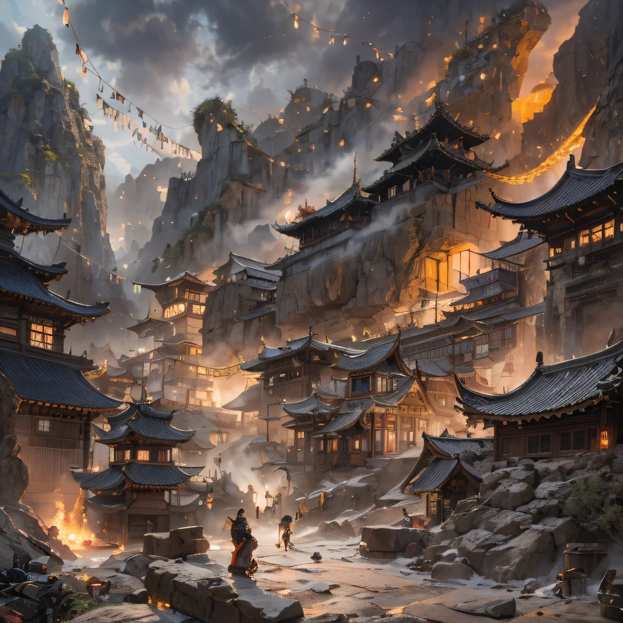 Qin Yu flew into the Immortal Demon Realm, Chance encounter with Liu Hanshu, He saw in him his former self, It was decided to take him as an apprentice, Teach him how to protect himself, But because of the Tibetan star map, He established relationships with the Liu family and the Jade Sword Sect, It opens with the death of Liu Hanshu, Qin Yu embarked on the road of confrontation with a strong enemy, Working hard, Make yourself stronger, Stick to your own core path of justice, I also want to protect the people I care about, The three brothers took off, And embarked on a long journey to find a good brother, Qin Yu, Where are Xiao Hei and Hou Fei（canyons）Climb the streets（Doomsday Stream）eyes filled with angry，He clenched his fists，Rush up，Deliver a fatal blow to your opponent，full bodyesbian，Full Body Male Mage 32K（Masterpiece Canyon Ultra HD）Long flowing black hair，Campsite size，zydink， The wounded lined up in the streets（canyons）Climb the streets， The scene of the explosion（canyons）， （Linen batik scarf）， Angry fighting stance， looking at the ground， Batik linen bandana， Chinese python pattern long-sleeved garment， canyons（Abstract propylene splash：1.2）， Dark clouds lightning background，Flour flies（realisticlying：1.4），Black color hair，Flour fluttering，rainbow background， A high resolution， the detail， RAW photogr， Sharp Re， Nikon D850 Film Stock Photo by Jefferies Lee 4 Kodak Portra 400 Camera F1.6 shots, Rich colors, ultra-realistic vivid textures, Dramatic lighting, Unreal Engine Art Station Trend, cinestir 800，Flowing black hair,（（（Jungle Canyon）））The wounded lined up in the streets（vale）Climb the streets，Movie master real-time image quality