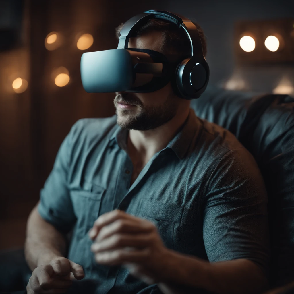 A human person wearing an AR Headset