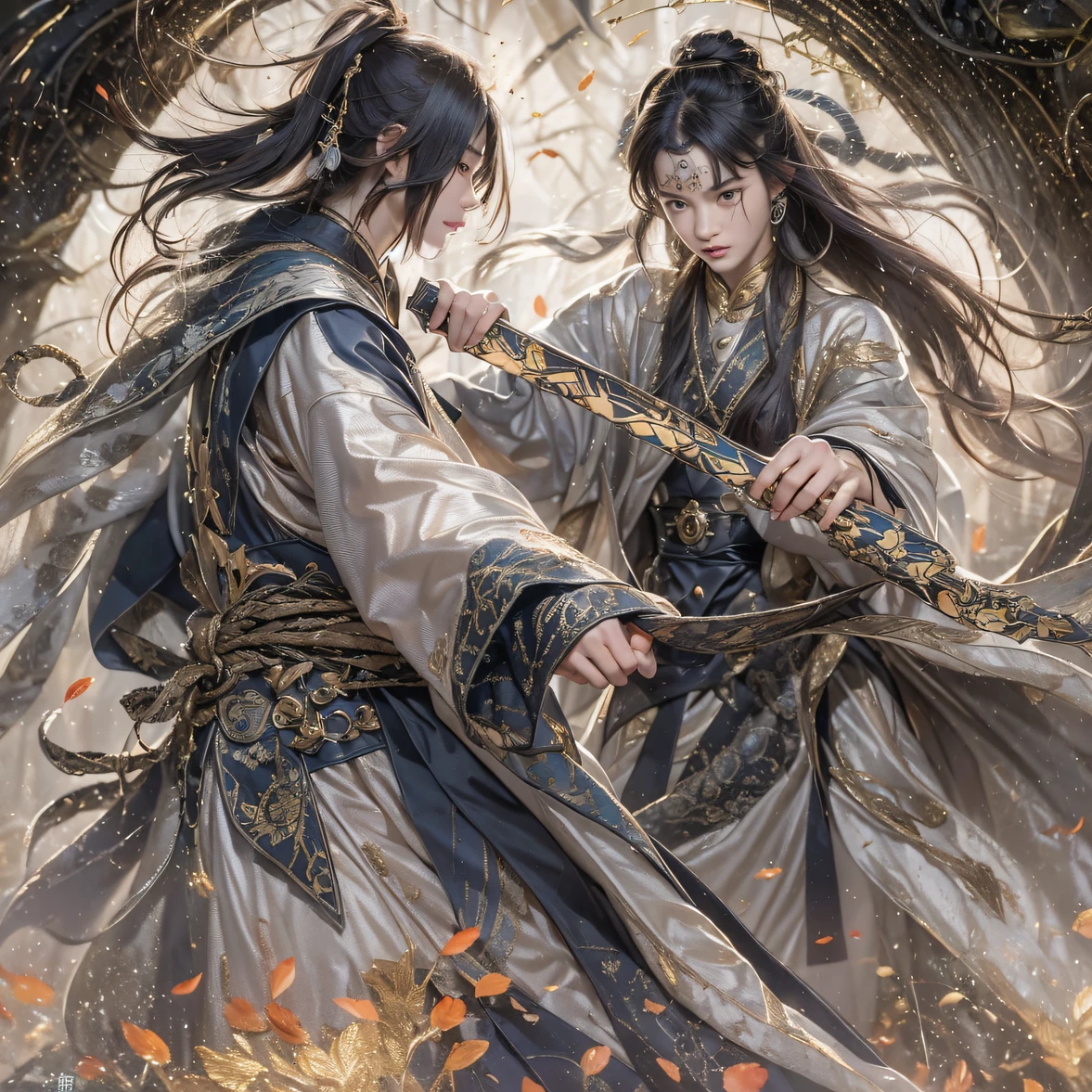 Qin Yu flew into the Immortal Demon Realm, Chance encounter with Liu Hanshu, He saw in him his former self, It was decided to take him as an apprentice, Teach him how to protect himself, But because of the Tibetan star map, He established relationships with the Liu family and the Jade Sword Sect, It opens with the death of Liu Hanshu, Qin Yu embarked on the road of confrontation with a strong enemy, Working hard, Make yourself stronger, Stick to your own core path of justice, I also want to protect the people I care about, The three brothers took off, And embarked on a long journey to find a good brother, Qin Yu, Where are Xiao Hei and Hou Fei（canyons）Climb the streets（Doomsday Stream）eyes filled with angry，He clenched his fists，Rush up，Deliver a fatal blow to your opponent，full bodyesbian，Full Body Male Mage 32K（Masterpiece Canyon Ultra HD）Long flowing black hair，Campsite size，zydink， The wounded lined up in the streets（canyons）Climb the streets， The scene of the explosion（canyons）， （Linen batik scarf）， Angry fighting stance， looking at the ground， Batik linen bandana， Chinese python pattern long-sleeved garment， canyons（Abstract propylene splash：1.2）， Dark clouds lightning background，Flour flies（realisticlying：1.4），Black color hair，Flour fluttering，rainbow background， A high resolution， the detail， RAW photogr， Sharp Re， Nikon D850 Film Stock Photo by Jefferies Lee 4 Kodak Portra 400 Camera F1.6 shots, Rich colors, ultra-realistic vivid textures, Dramatic lighting, Unreal Engine Art Station Trend, cinestir 800，Flowing black hair,（（（Jungle Canyon）））The wounded lined up in the streets（vale）Climb the streets，Movie master real-time image quality