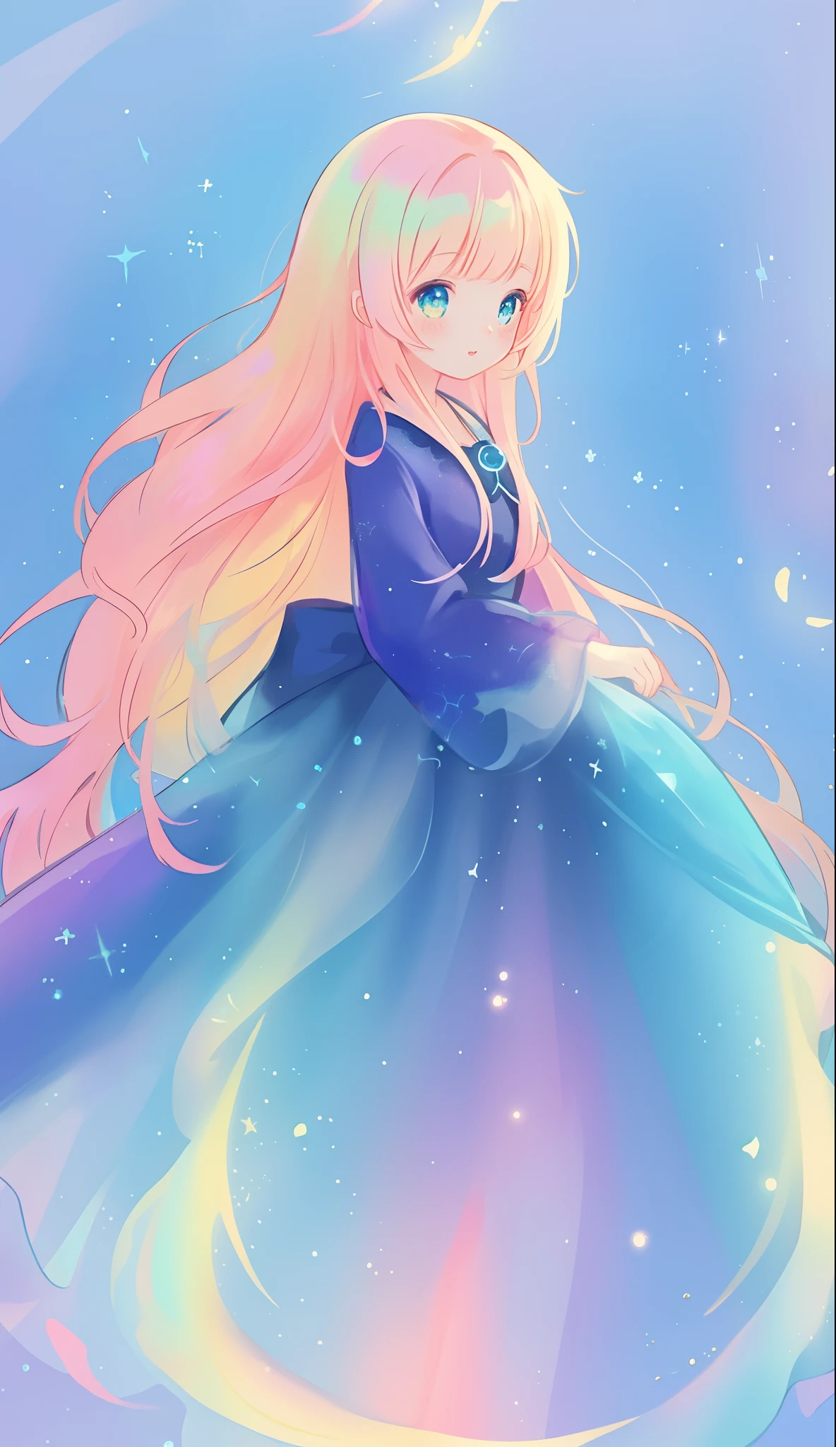 beautiful girl, puffy tiered ballgown, vibrant pastel colors, (colorful), glowing golden long hair, magical lights, sparkling magical liquid, inspired by Glen Keane, inspired by Lois van Baarle, disney art style, by Lois van Baarle, glowing aura around her, by Glen Keane, jen bartel, glowing lights! digital painting, flowing glowing hair, glowing flowing hair, beautiful digital illustration, fantasia background, whimsical, magical, fantasy, ((beautiful face)), ((masterpiece, best quality)), intricate details, highly detailed, sharp focus, 8k resolution, sparkling detailed eyes, liquid watercolor