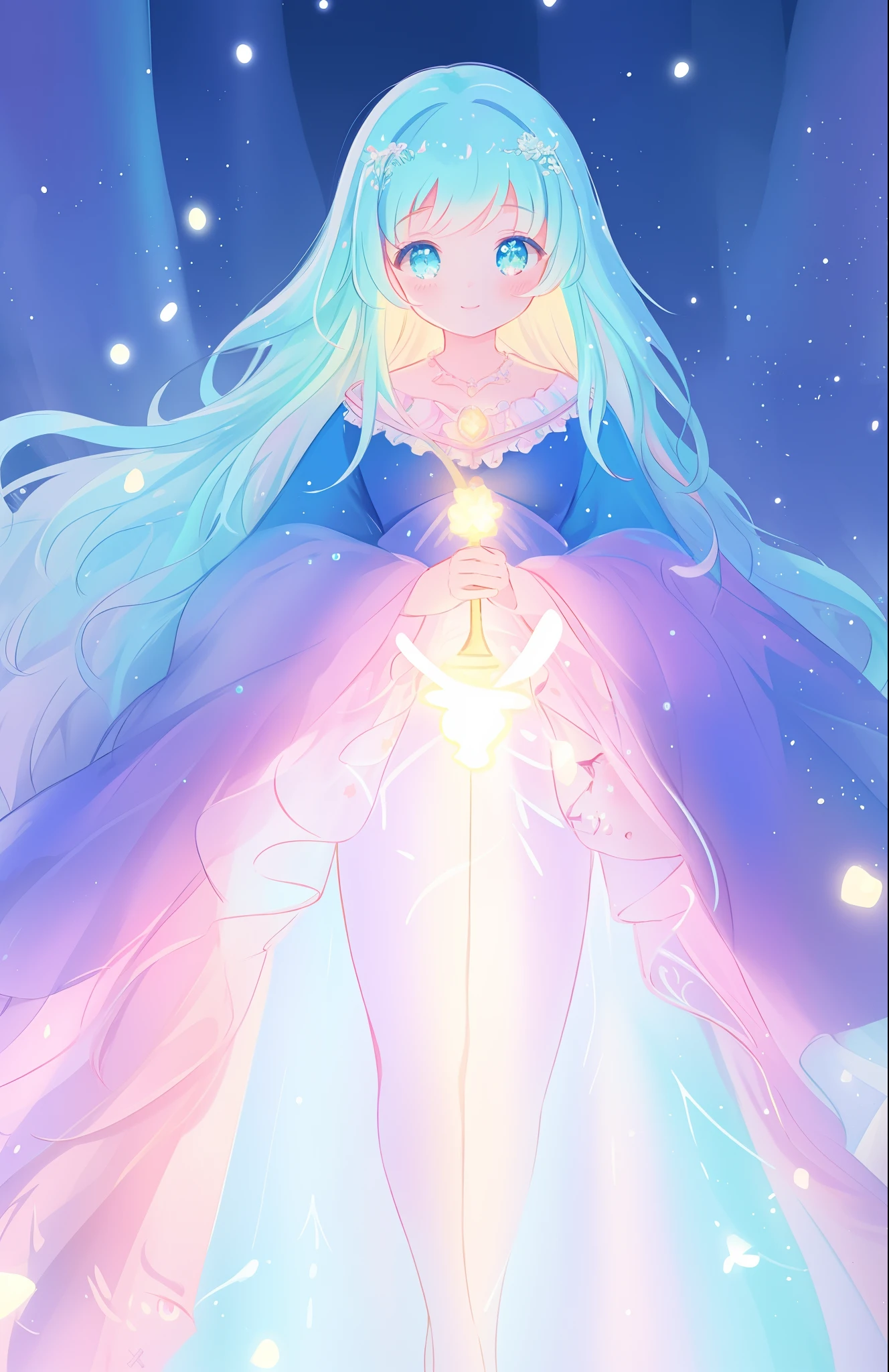 beautiful girl, puffy tiered ballgown, vibrant pastel colors, (colorful), glowing golden long hair, magical lights, sparkling magical liquid, inspired by Glen Keane, inspired by Lois van Baarle, disney art style, by Lois van Baarle, glowing aura around her, by Glen Keane, jen bartel, glowing lights! digital painting, flowing glowing hair, glowing flowing hair, beautiful digital illustration, fantasia background, whimsical, magical, fantasy, ((beautiful face)), ((masterpiece, best quality)), intricate details, highly detailed, sharp focus, 8k resolution, sparkling detailed eyes, liquid watercolor