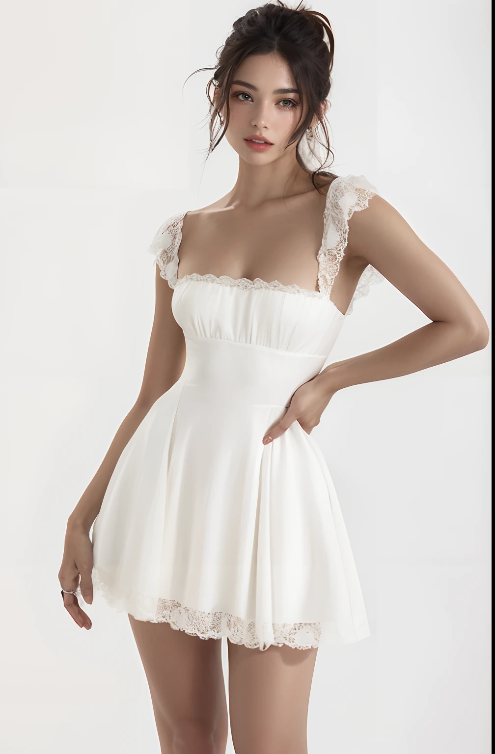 Una mujer con un vestido blanco posando para una foto, vestido blanco, vestido blanco fluido, con vestido blanco, Bonito vestido blanco, Nico con un vestido blanco, con un vestido blanco que fluye, Vestido blanco de verano, con un vestido blanco, Elegante vestido blanco, con un lindo vestido blanco, Ropa de encaje blanco, vestido de encaje blanco, Vestido de blanco, intrincado vestido blanco