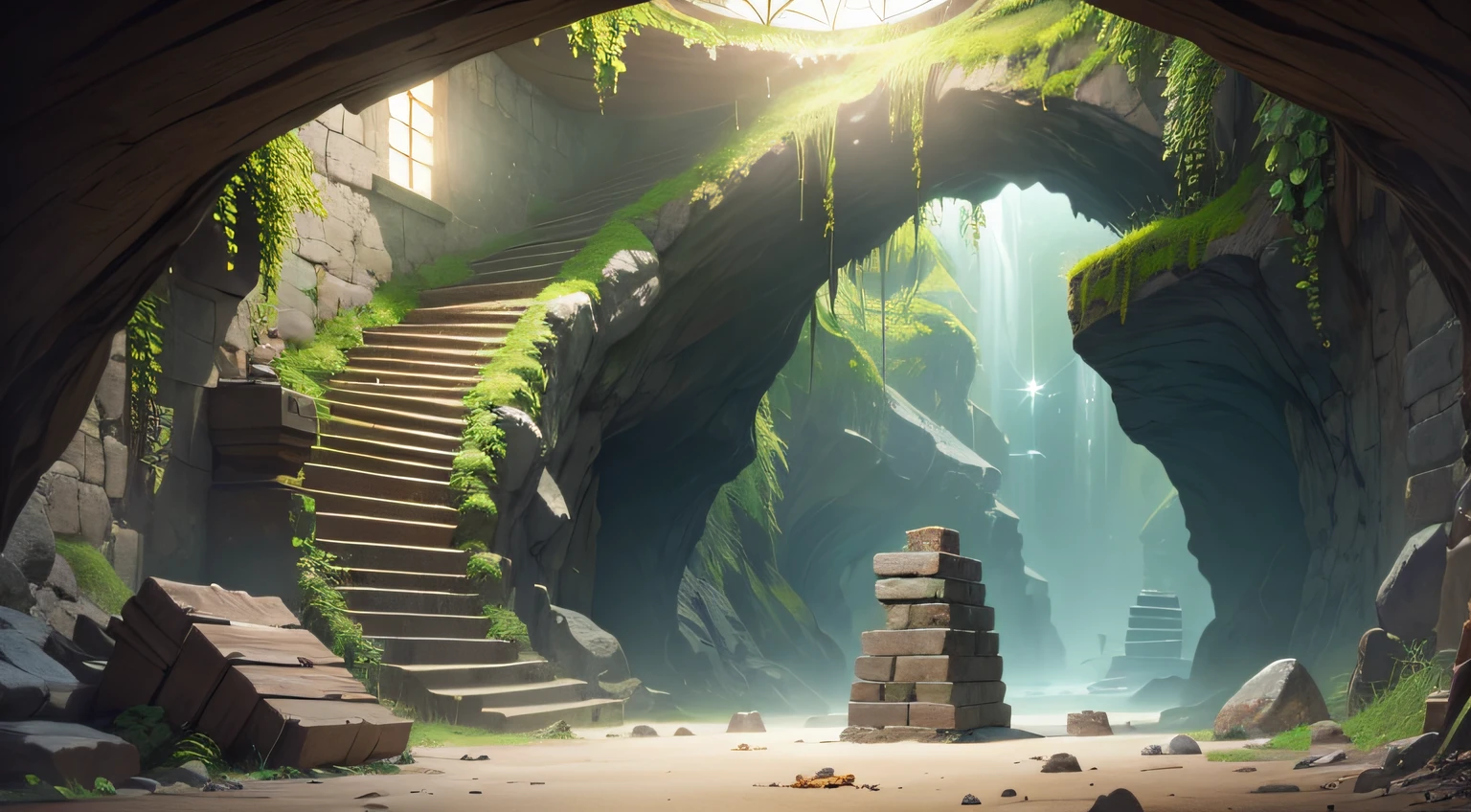 Very good 8KCG wallpapers, very fine 8K CG wallpaper, Underground cave, Small-sized treasure chests scattered all over the place, treasure, Gold coins, gemstones