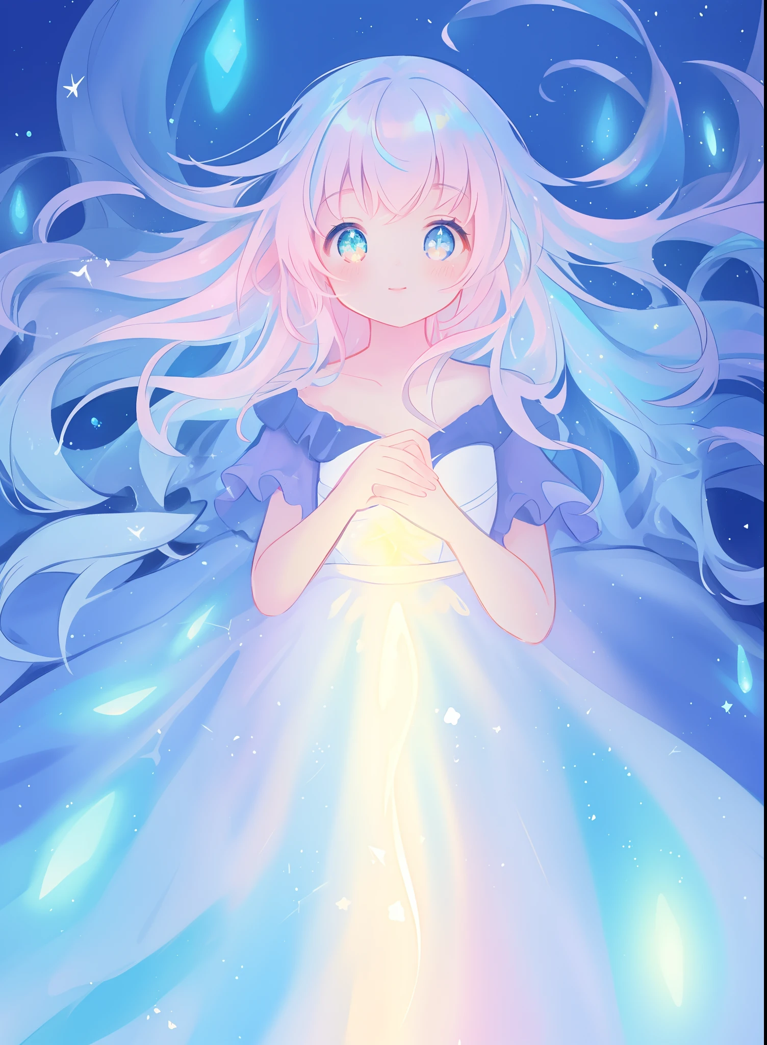 beautiful girl, puffy tiered ballgown, vibrant pastel colors, (colorful), glowing golden long hair, magical lights, sparkling magical liquid, inspired by Glen Keane, inspired by Lois van Baarle, disney art style, by Lois van Baarle, glowing aura around her, by Glen Keane, jen bartel, glowing lights! digital painting, flowing glowing hair, glowing flowing hair, beautiful digital illustration, fantasia background, whimsical, magical, fantasy, ((beautiful face)), ((masterpiece, best quality)), intricate details, highly detailed, sharp focus, 8k resolution, sparkling detailed eyes, liquid watercolor